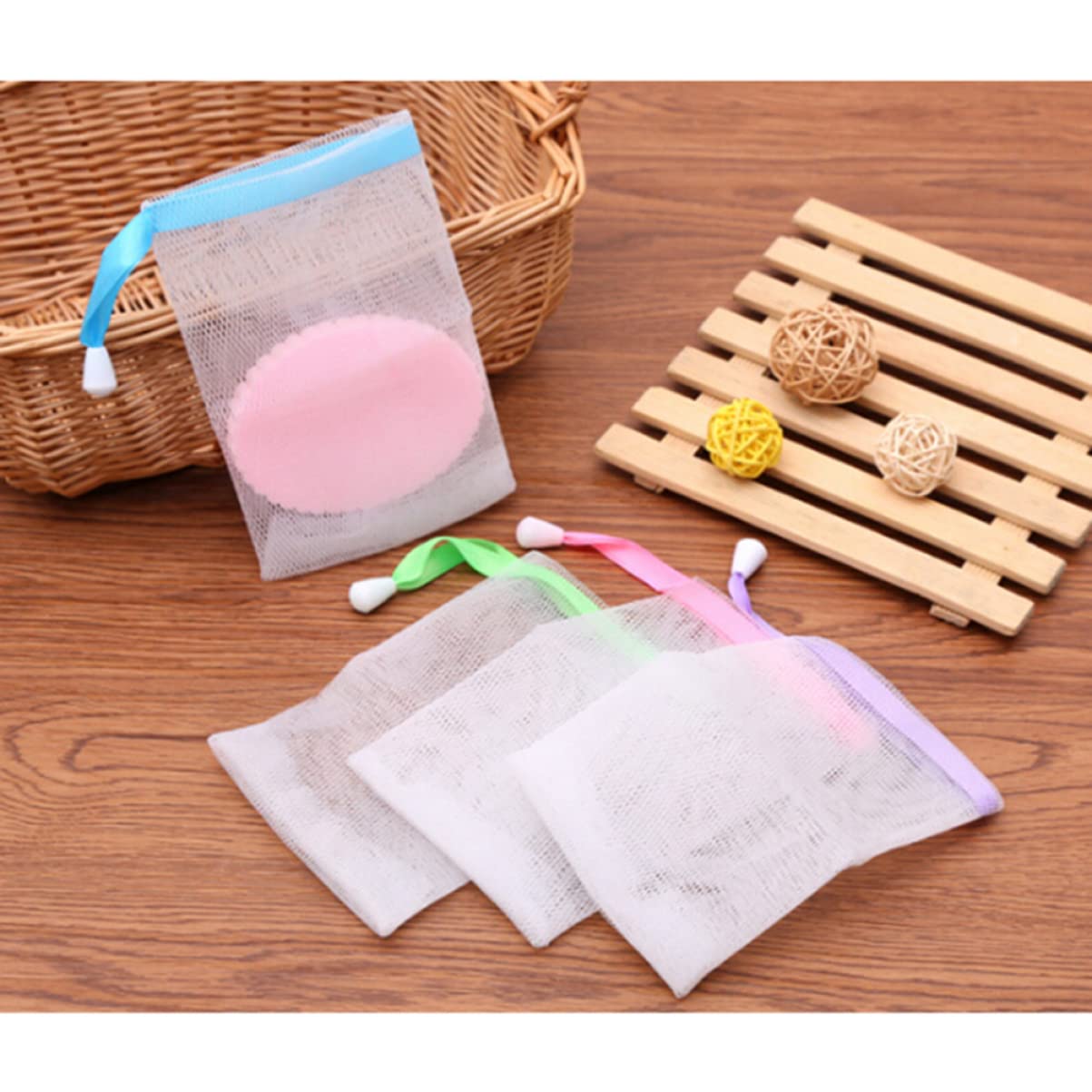 Baluue 10-Pack Mesh Soap Saver Bags - Reusable Facial & Body Cleansing Pouches for Exfoliating, Travel & Eco-Friendly Bath Accessories