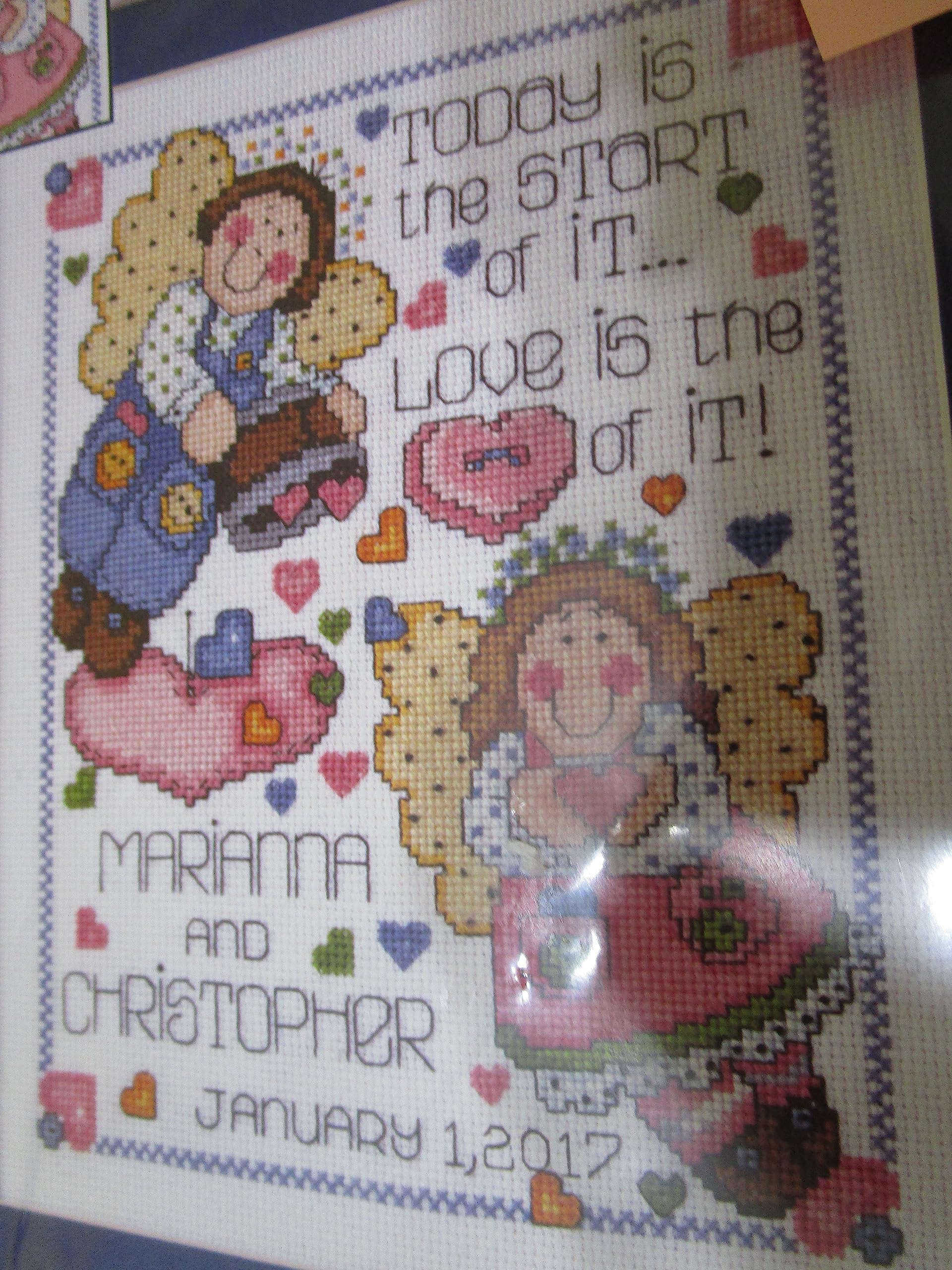 Design Works Counted Cross Stitch Kit - Wedding Angels Embroidery Set for DIY Home Decor, Wedding Gifts & Craft Projects