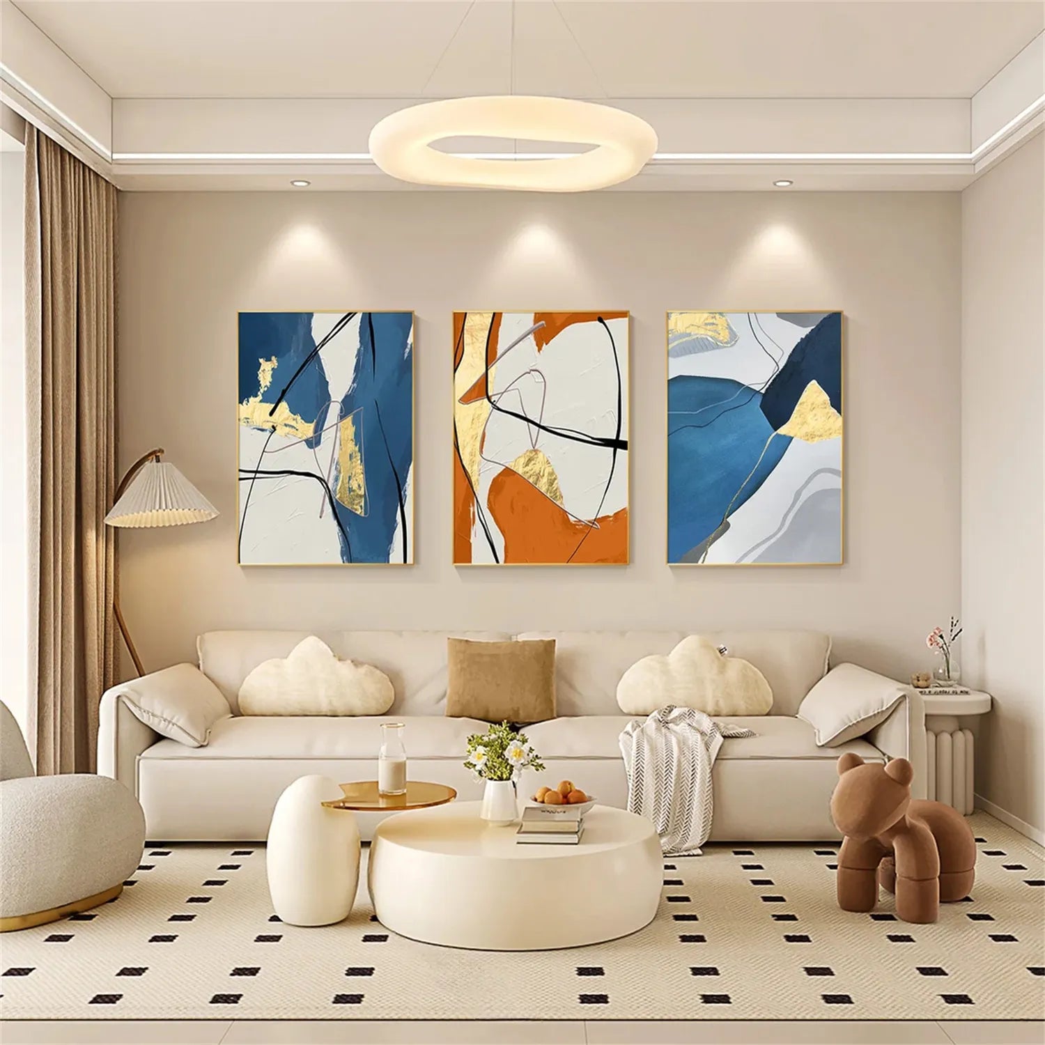 Abstract Wall Art Set of 3 - Modern Canvas Paintings for Living Room Decor | #AB224 | Perfect for Home, Office & Gift Giving