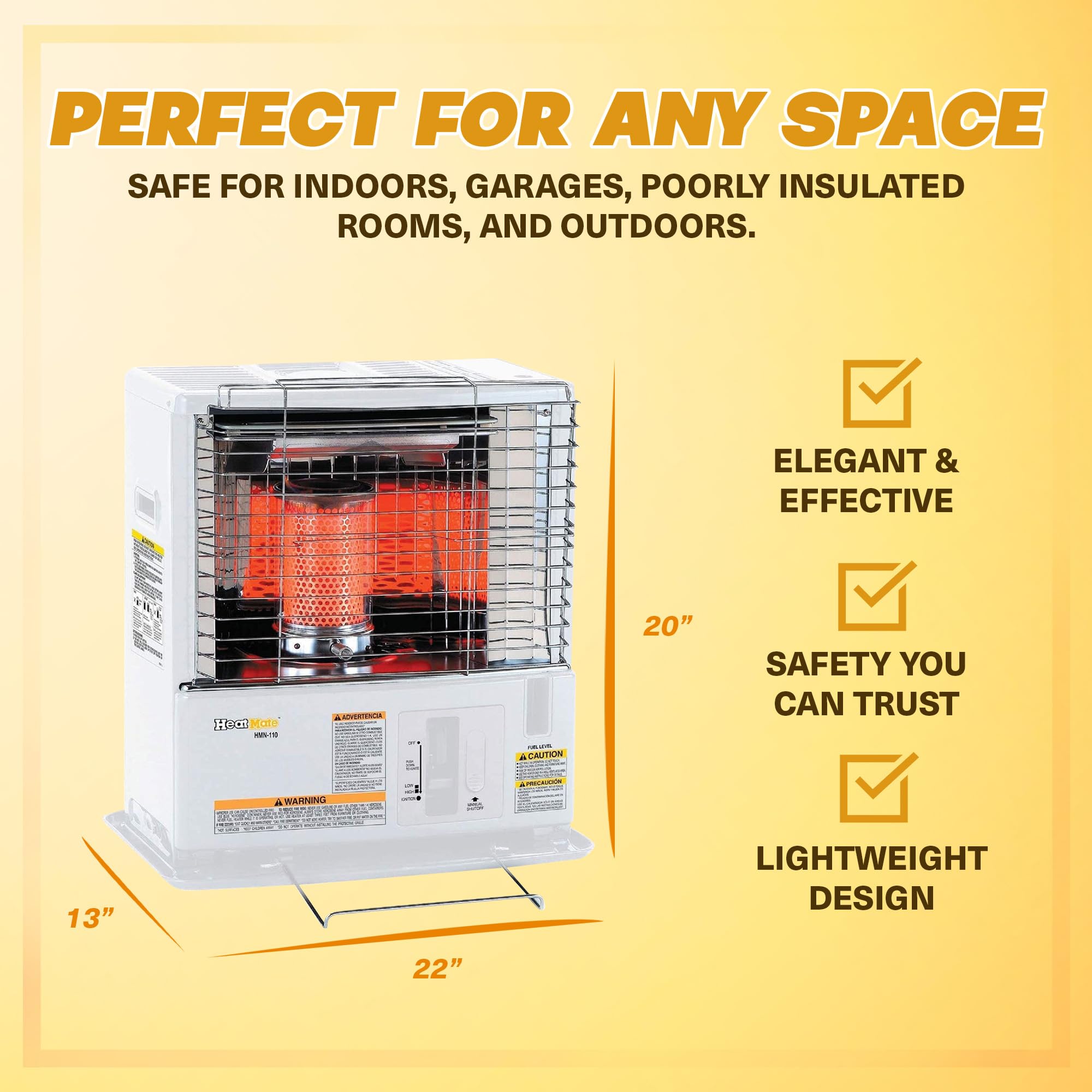 Sengoku HeatMate 10,000 BTU Portable Kerosene Heater for Indoor & Outdoor Use - Covers 400 Sq.Ft - Perfect for Garages, Camping, and Emergency Heating