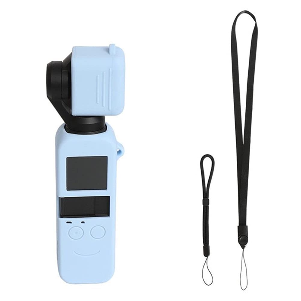 DJI Osmo Pocket Accessories Kit - Protective Silicone Cover, Lens Cap, Lanyard & Wristband Mount (Blue) | Perfect for Travel Vlogging & Outdoor Adventures