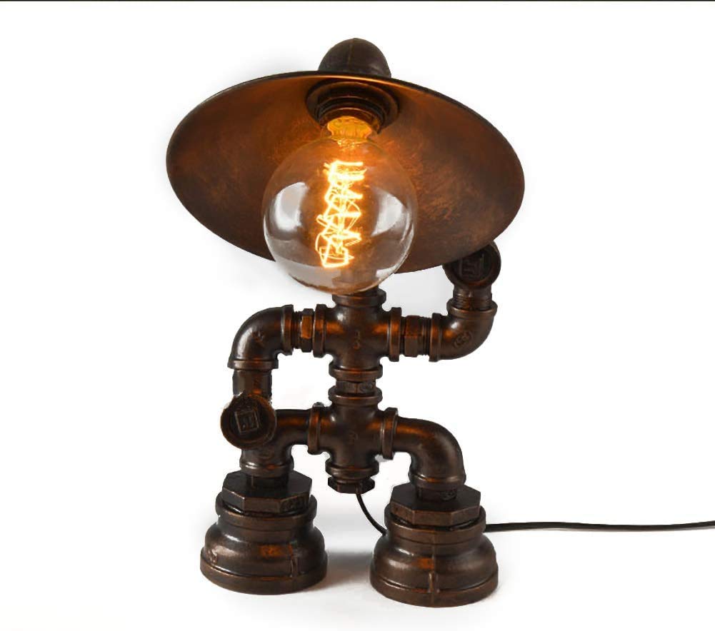 Vintage Edison Desk Lamp - Industrial Steampunk Wrought Iron Pipe Table Lamp for Bedroom, Office & Dorm | Adjustable Study Light for Nightstand, Dresser, Coffee Table & Workspace (Perfect for Reading, Working & Home Decor)