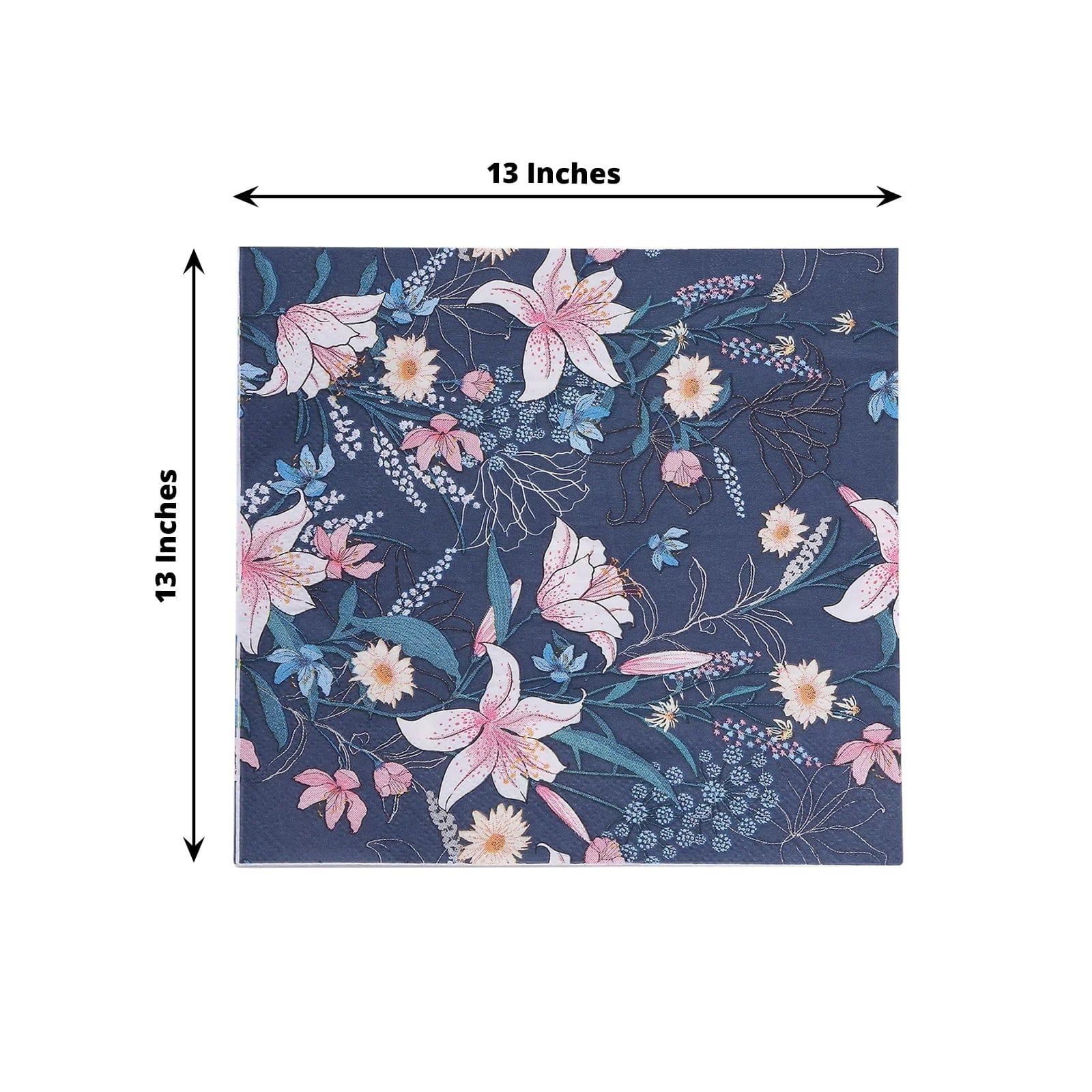 20-Pack Navy Blue 13x13 Inch Water Lily Cocktail Paper Napkins - Disposable Party Supplies for Weddings, Baby Showers & Dinner Parties