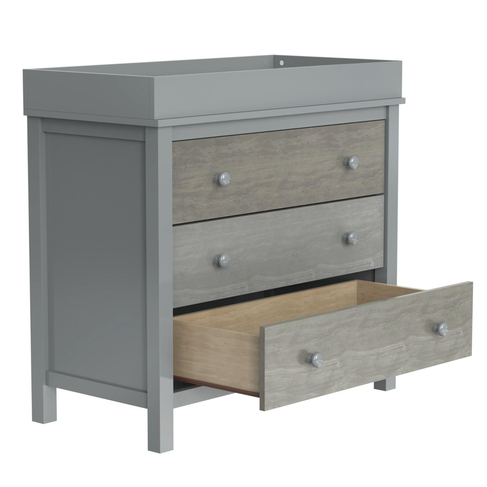FRITHJILL 3-Drawer Baby Changing Dresser with Removable Changing Tray - Solid Wood Nursery Dresser with Storage Organizer for Diapers & Baby Clothes - Perfect for Nursery, Bedroom & Toddler Room Organization
