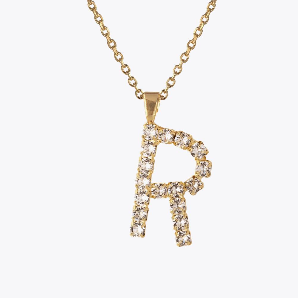 Personalized Letter R Necklace with Crystal Charm - Elegant Initial Jewelry for Women, Perfect for Gifts, Anniversaries & Everyday Wear