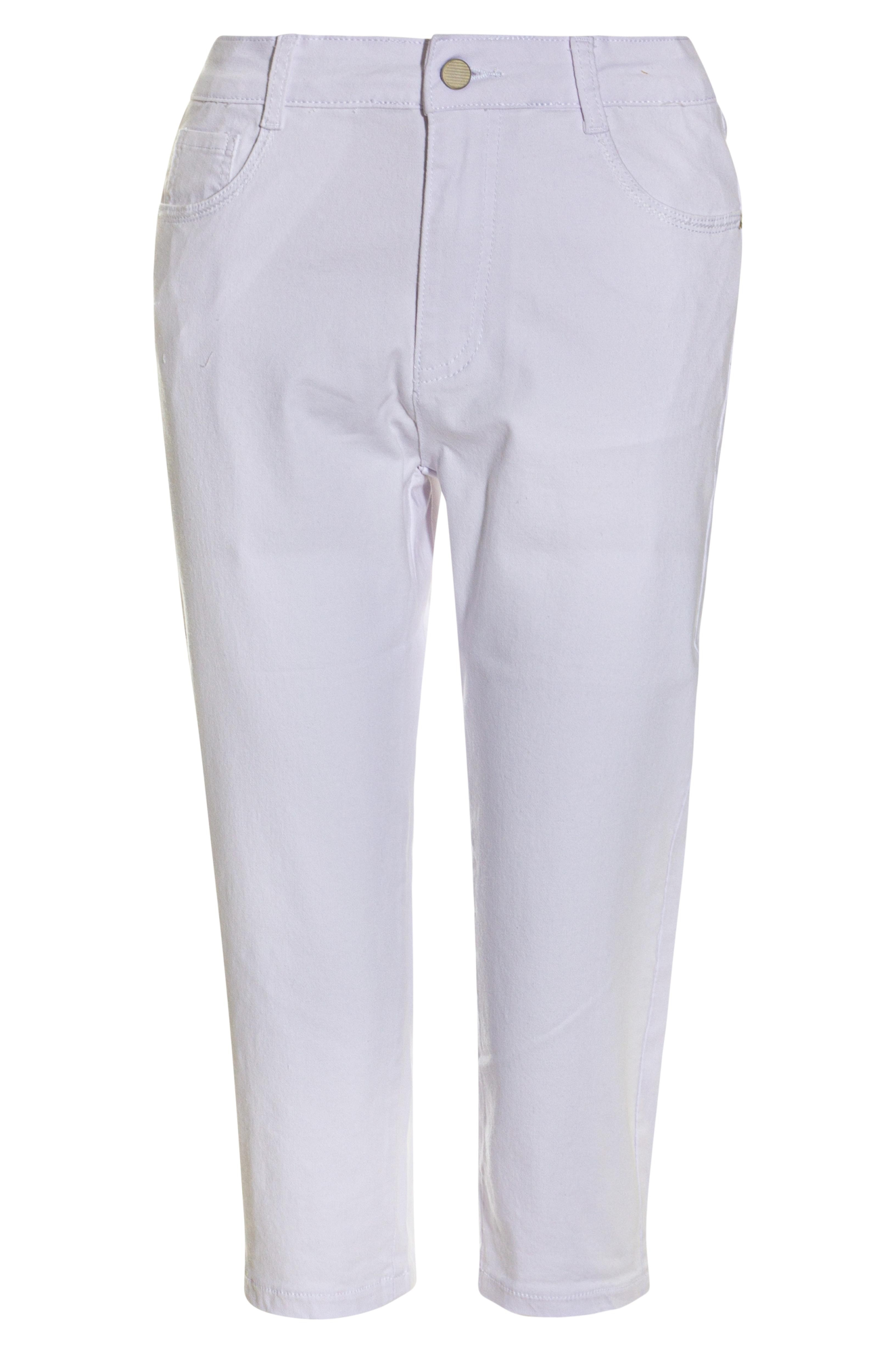 Colored Cotton Below Knee Jeans for Women - White Distressed Denim Capris | 6924AR | Perfect for Casual Outings & Summer Fashion
