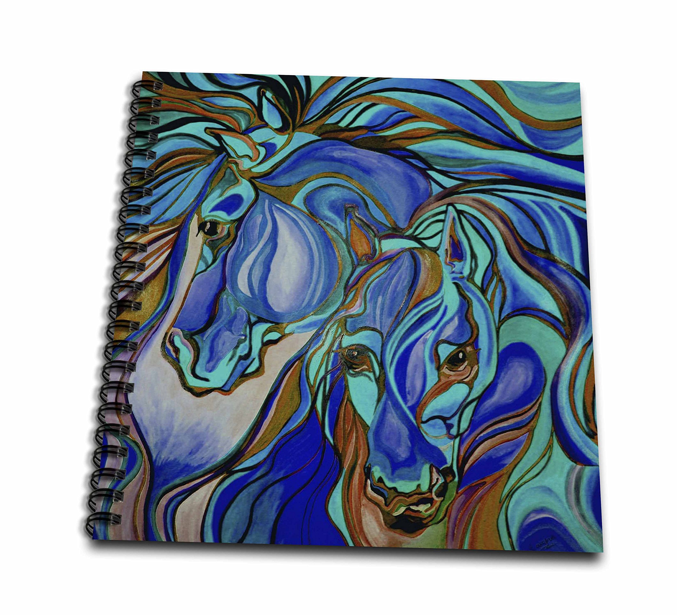 3D Rose Wild Horses in Brown and Teal Drawing Book - 8 x 8 Inch Sketch Pad for Artists, Students & Hobbyists - Perfect for Sketching, Doodling & Art Projects