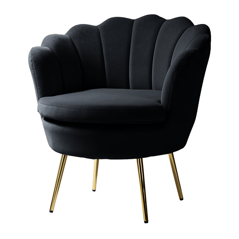 Evelia Velvet Scalloped Barrel Chair - Luxurious Velvet Accent Chair with Curved Back for Living Room, Bedroom & Office - Perfect for Reading Nook, Lounge Area or Home Decor