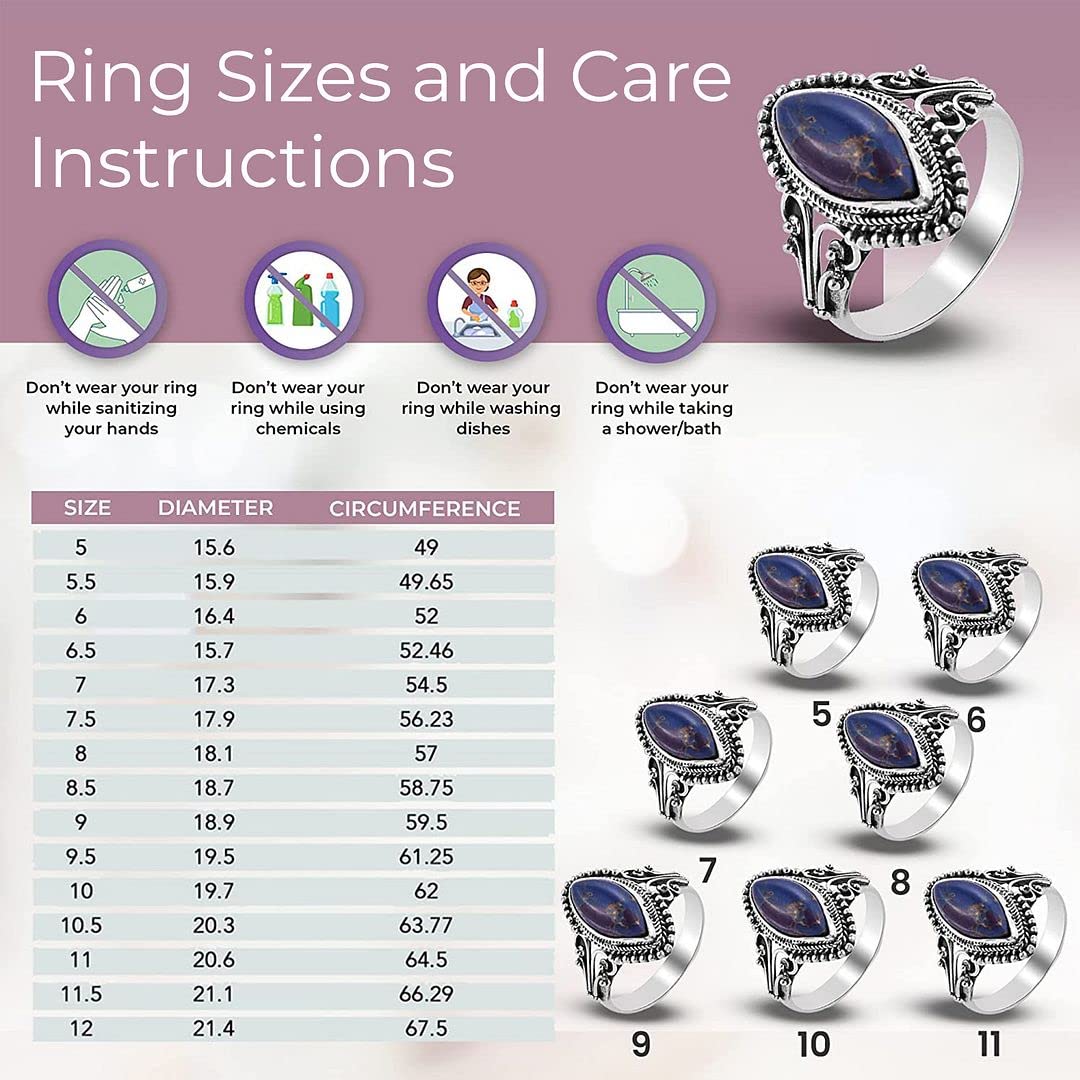 925 Sterling Silver Turquoise Ring for Women - Purple Blue Boho Western Jewelry, Promise Ring for Her, Anniversary & Birthday Gift - Perfect for Casual Wear, Parties & Special Occasions
