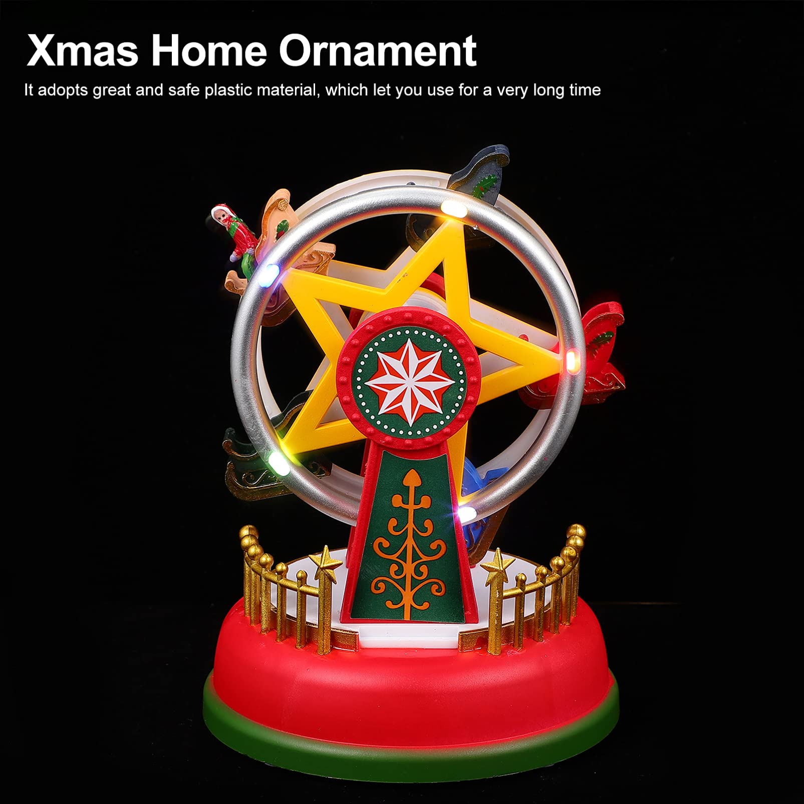 FOMIYES Musical Ferris Wheel Toy - Light Up Christmas Nativity Decor with Music for Kids, Plastic Sky Wheel Sculpture for Holiday Home Decoration | Perfect for Christmas Tree Ornaments, Birthday Gifts & Children's Room Decor