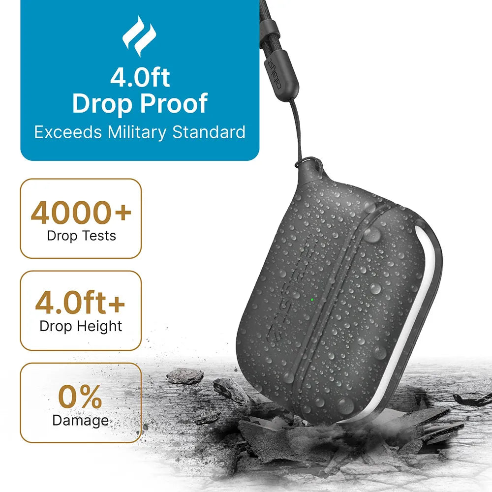 Apple AirPods Pro (2nd/1st Generation) Waterproof Protective Case with Lanyard - Perfect for Gym, Running, Travel & Outdoor Activities