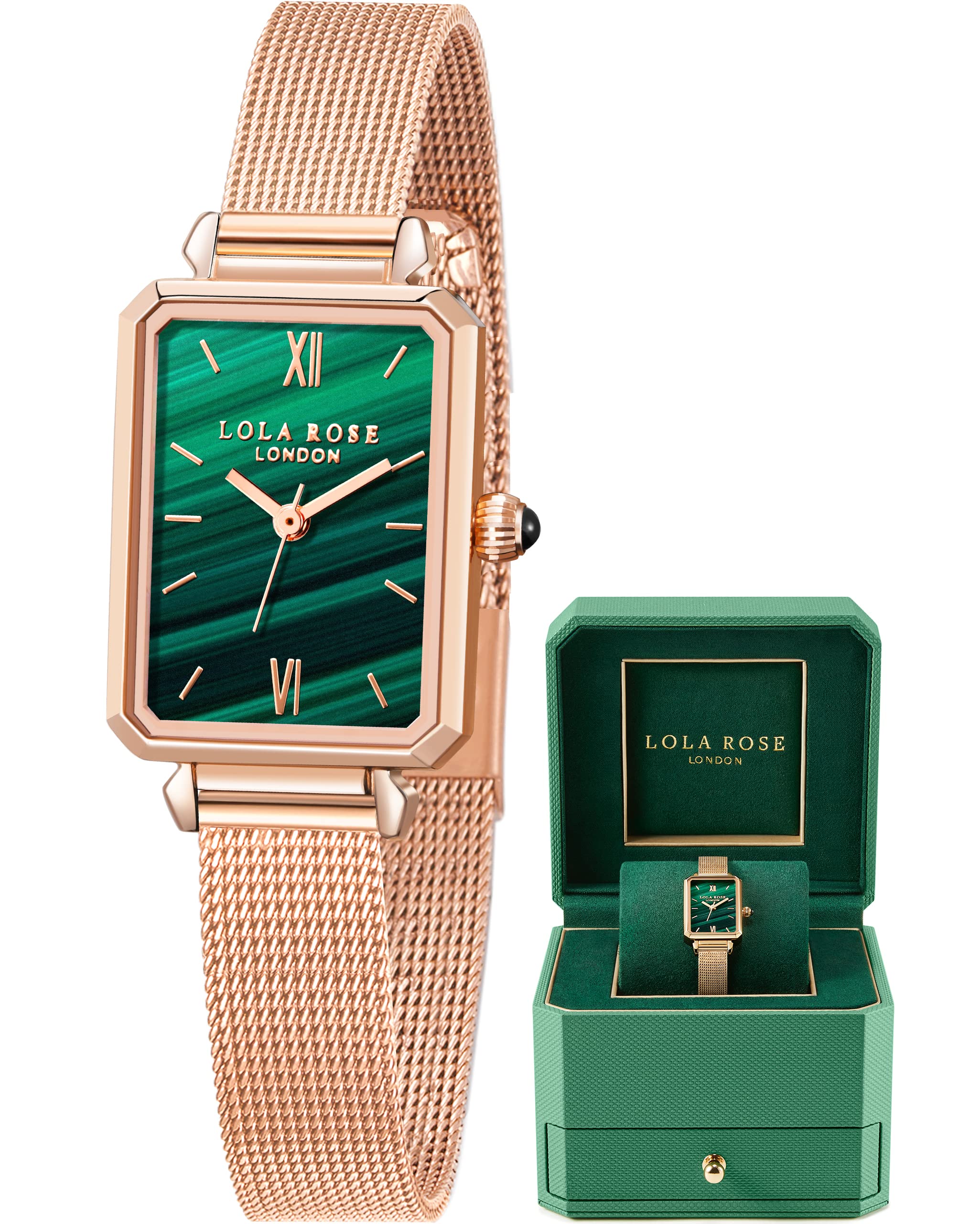 Lola Rose Elegant Women's Watch with Rose Gold Stainless Steel Band & Green Dial - Perfect Gift for Her, Ideal for Office, Party & Everyday Wear