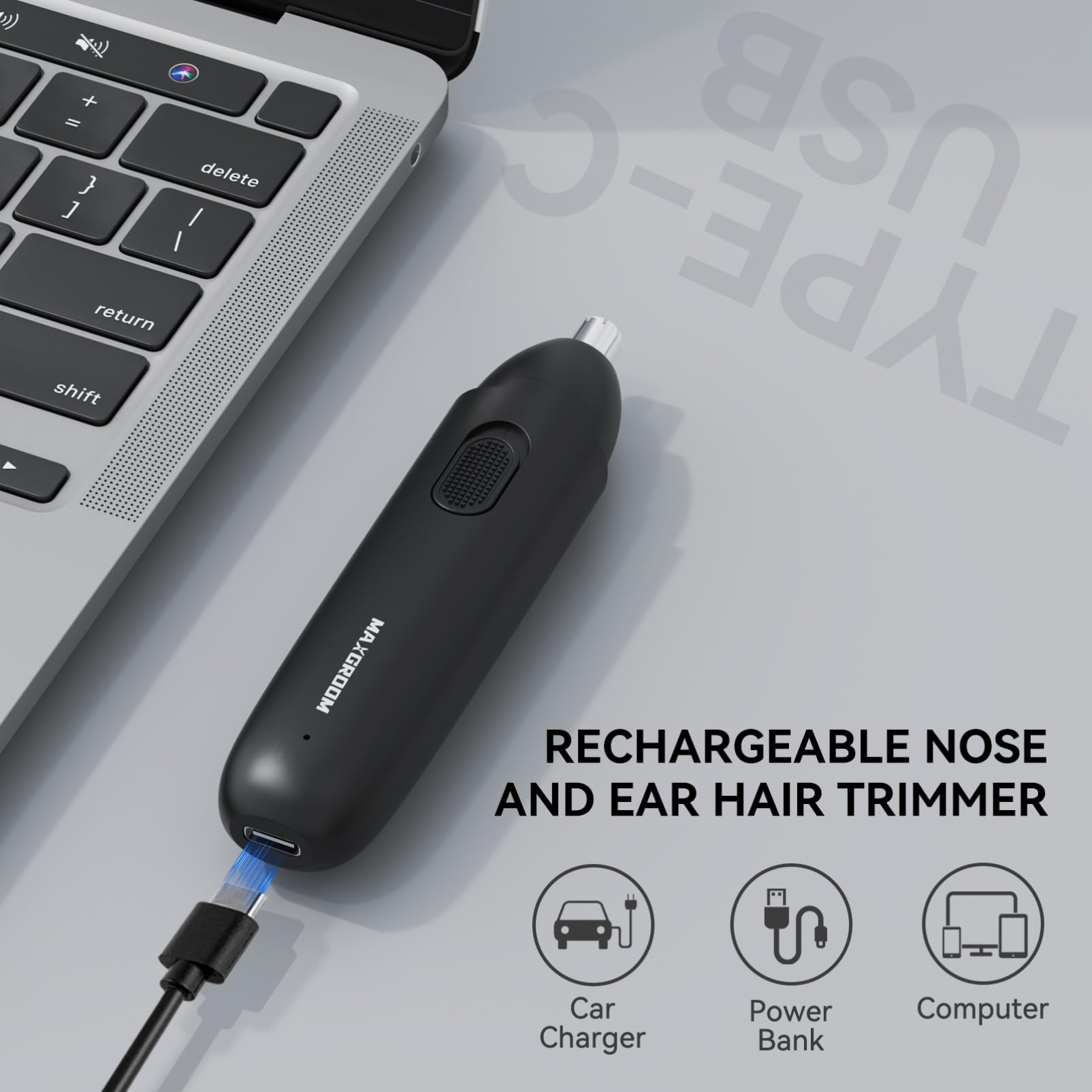 FOMIYES Rechargeable Electric Nose & Ear Hair Trimmer - Wet/Dry Use, Travel Lock, USB Charging, Portable Design for Men's Grooming at Home or Travel