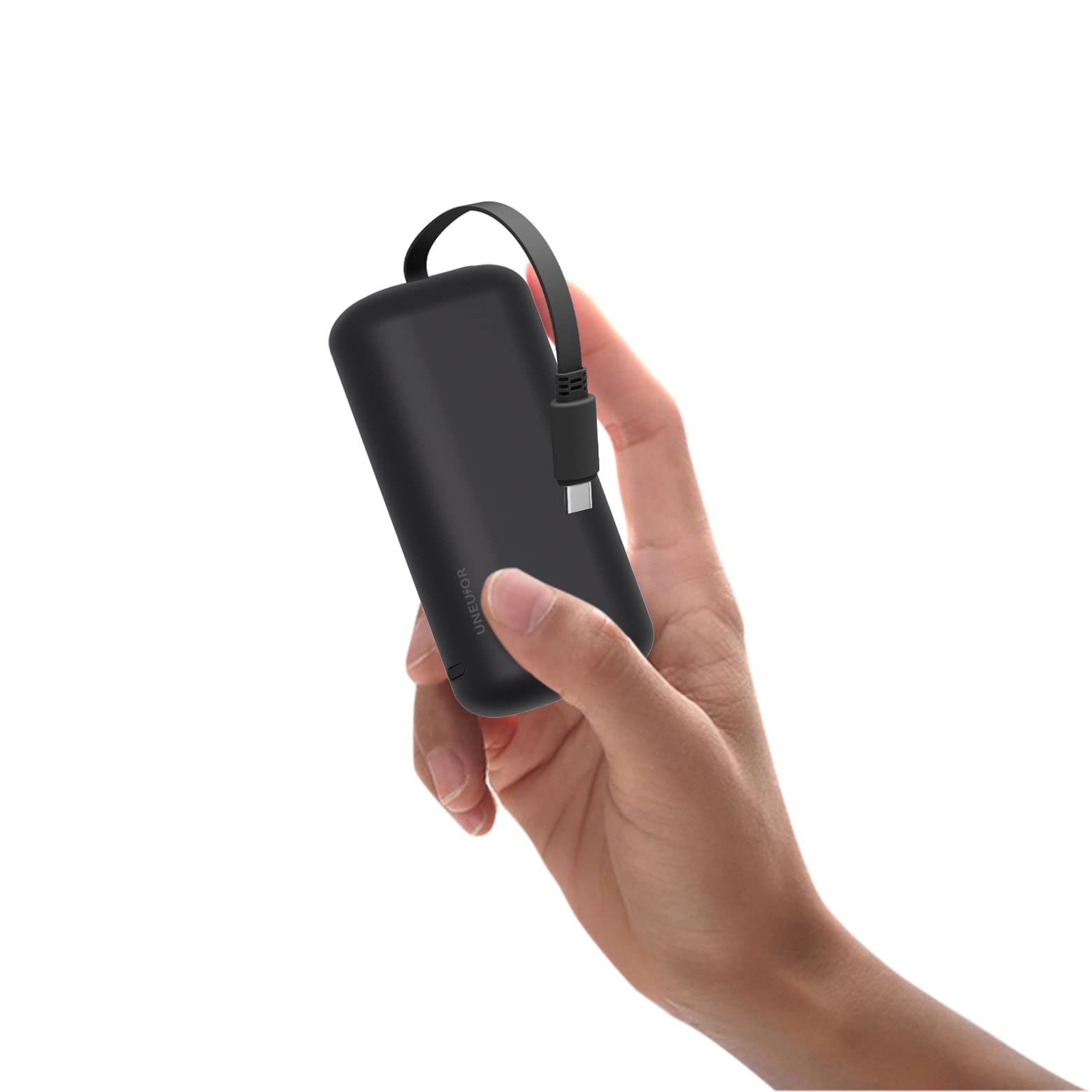 10000mAh Portable Charger with Built-in USB-C Cable - 18W PD Fast Charging Power Bank for iPhone 15/Pro/Plus, Samsung Galaxy S23/S22/S21 - Ultra Compact External Battery Pack for Travel, Camping & Emergency Charging (Black)