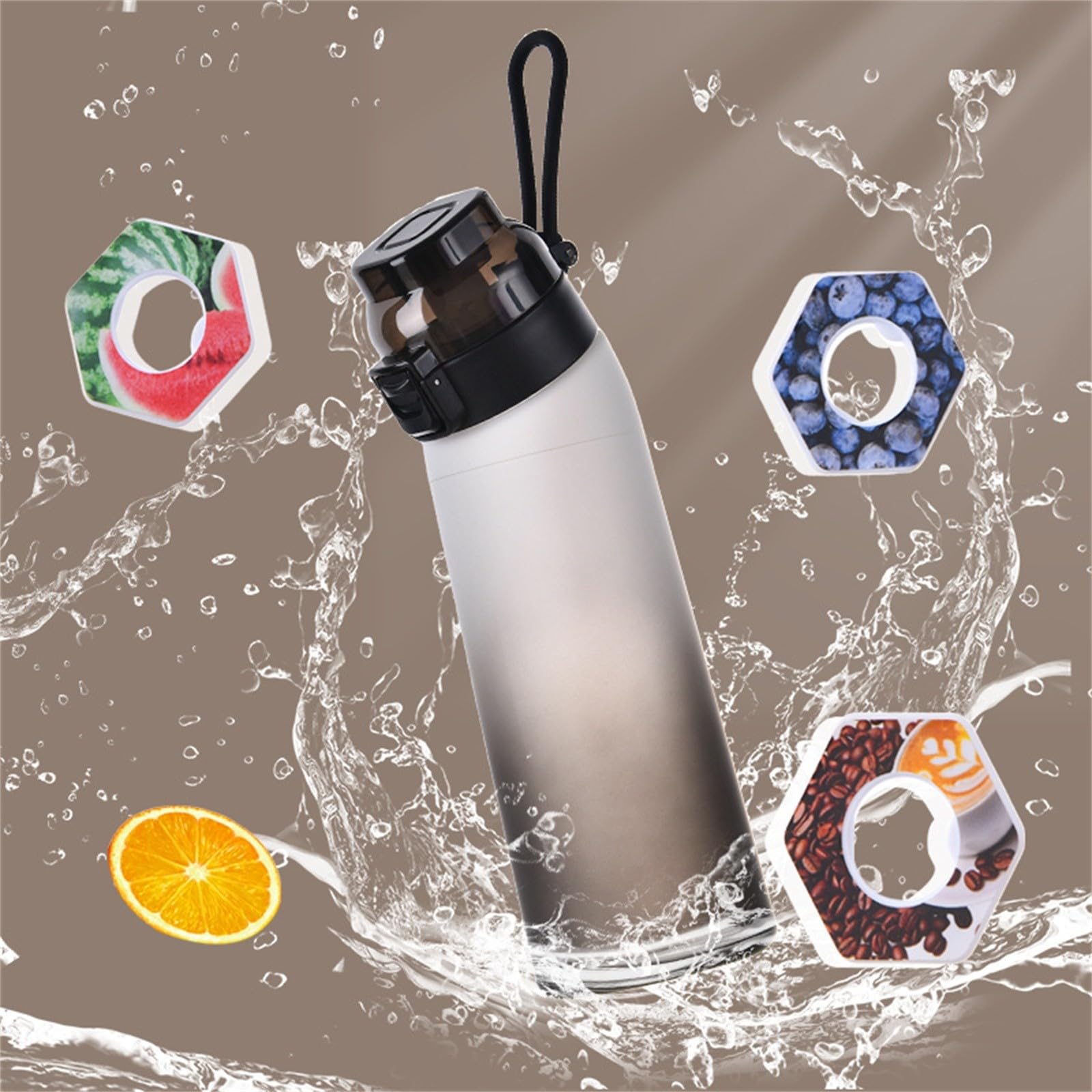 **2024 New 700ml Air Water Bottle with 7 Flavor Pods – Leak-Proof Sports Drinking Bottle for Running, Gym & Outdoor Activities – Blue Starter Set**    *(Perfect for Hydration On-the-Go, Fitness Enthusiasts, Hiking, Cycling & Travel)*