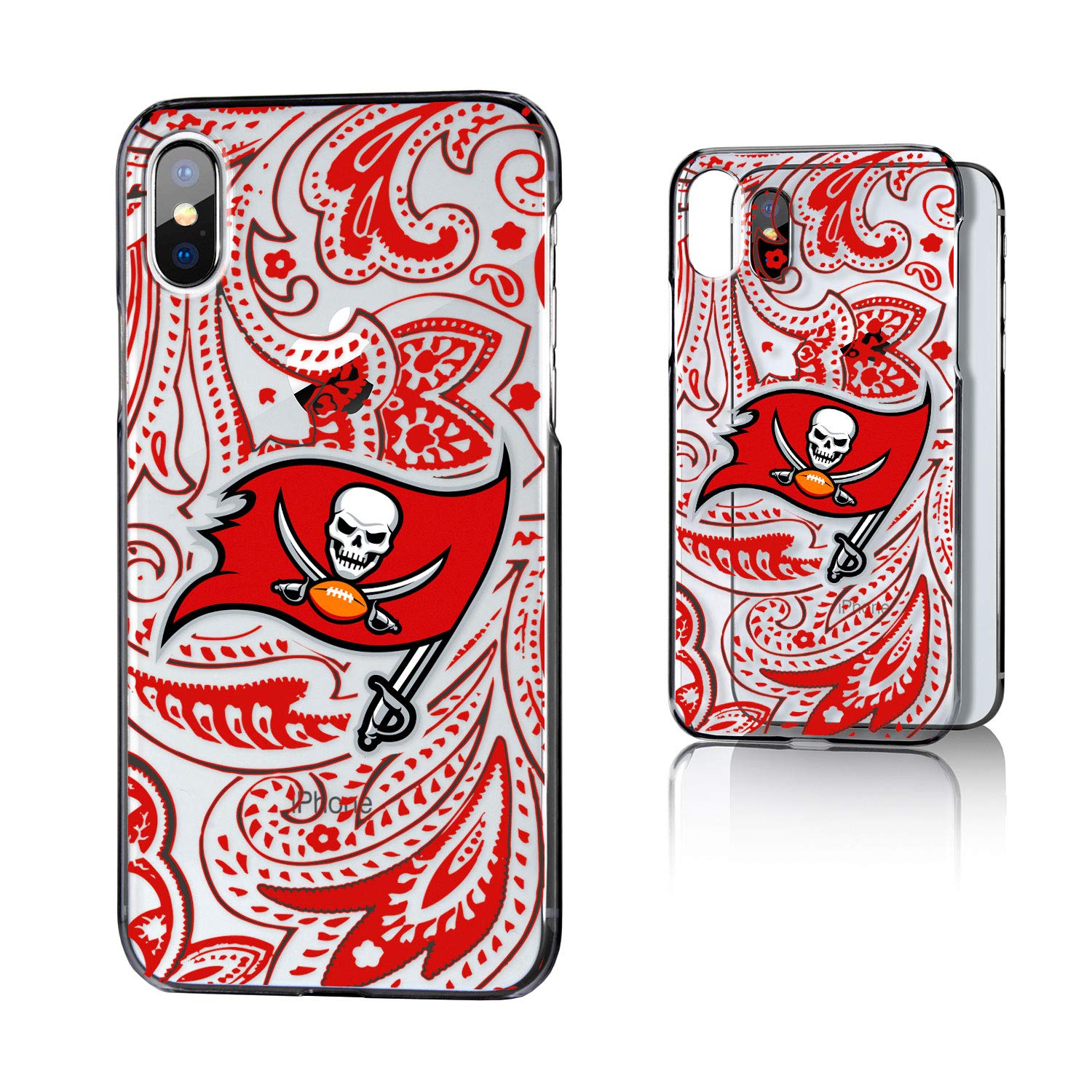 Tampa Bay Buccaneers iPhone Case - Clear Paisley Design Protective Cover for iPhone 12/13/14 Pro Max | NFL Football Team Phone Case for Fans & Supporters | Perfect for Game Day, Tailgating & Showing Team Spirit