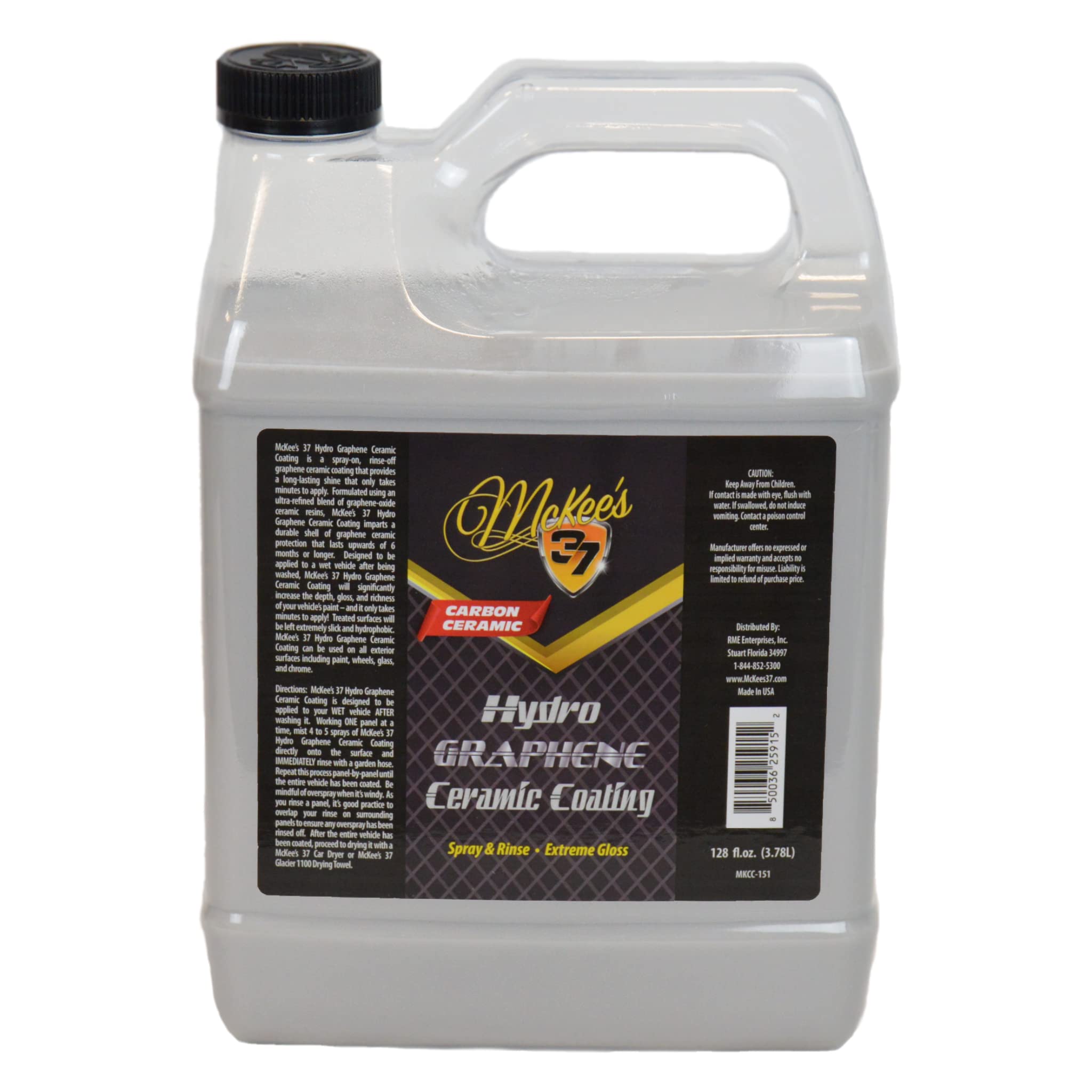 Hydro Graphene Ceramic Spray Coating (SiO2 Carbon Spray & Rinse Protectant) - 128 fl. oz - Long-Lasting Car Paint Protection & Water Repellent - Perfect for Cars, Trucks, Motorcycles & Boats