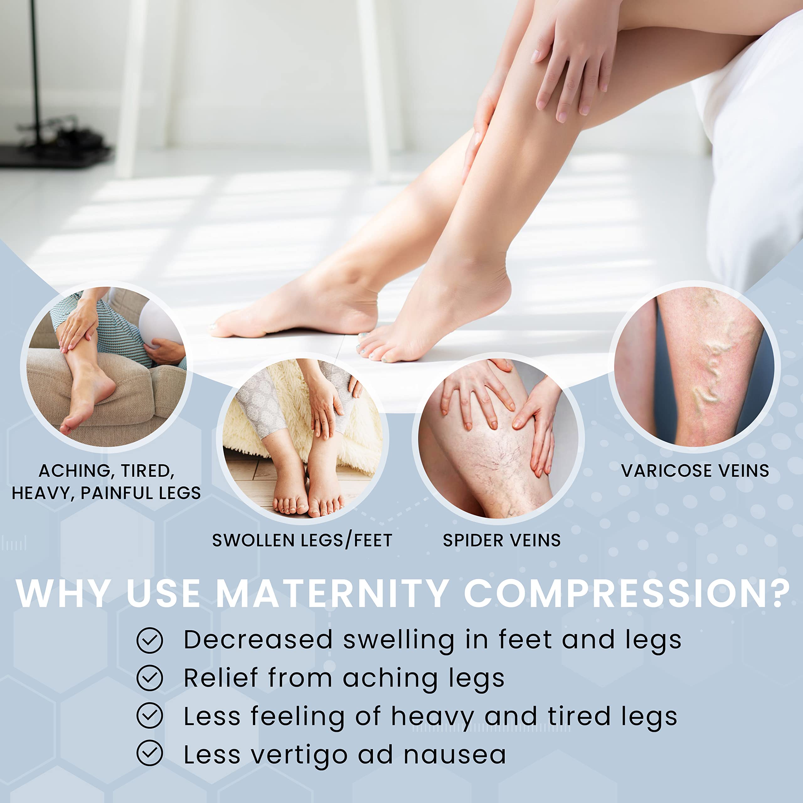 Terramed Just Think Comfort Maternity Leggings - Pregnancy Compression Stockings (8-12 mmHg) for Swelling Relief & Leg Cramps - Perfect for Work, Exercise & Everyday Comfort