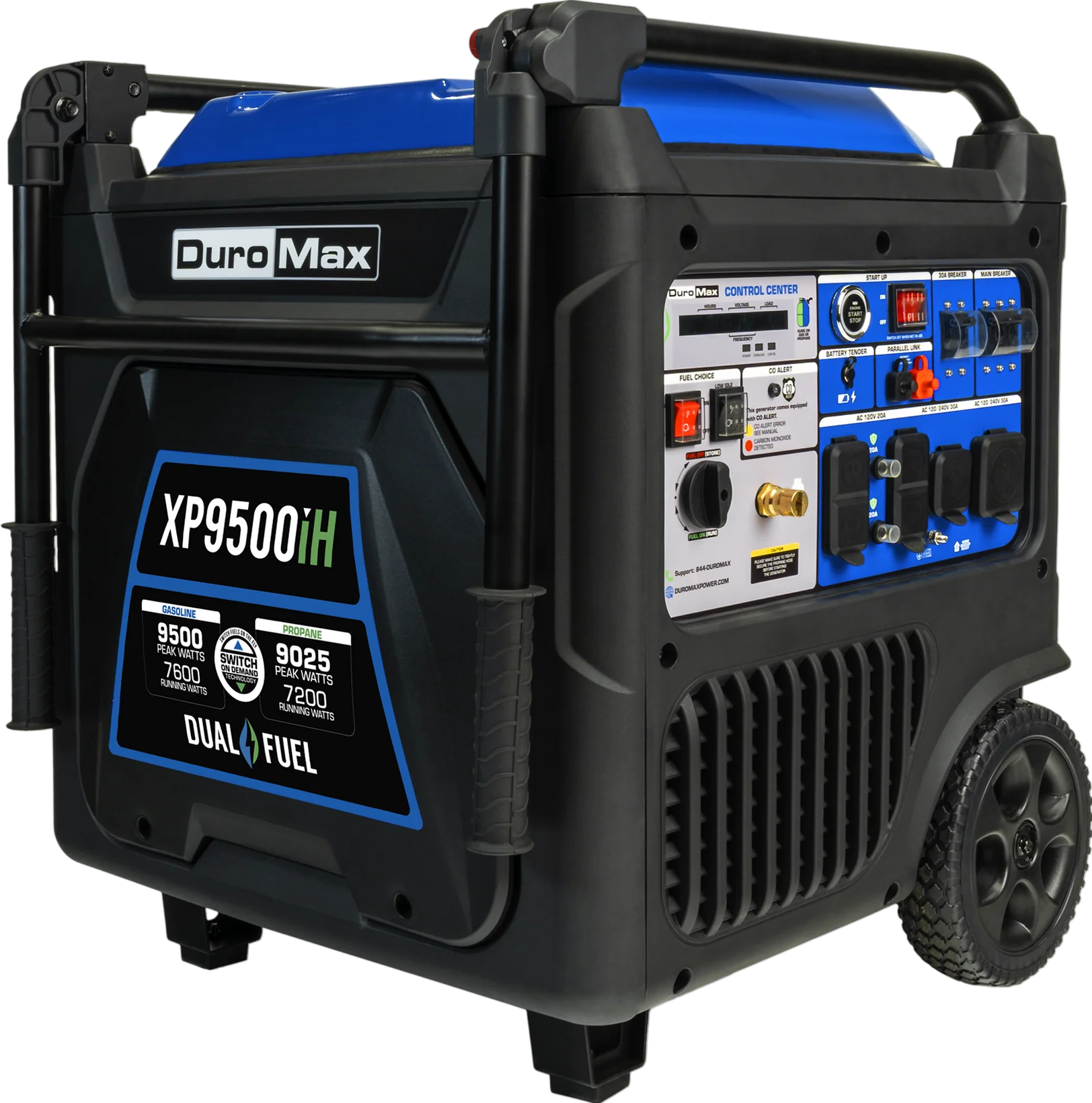 DuroMax XP9500iH 7600W/9500W Dual Fuel Portable Generator with Remote Start - Gas & Propane Powered Inverter Generator with CO Alert - Perfect for Home Backup Power, Camping & Outdoor Activities