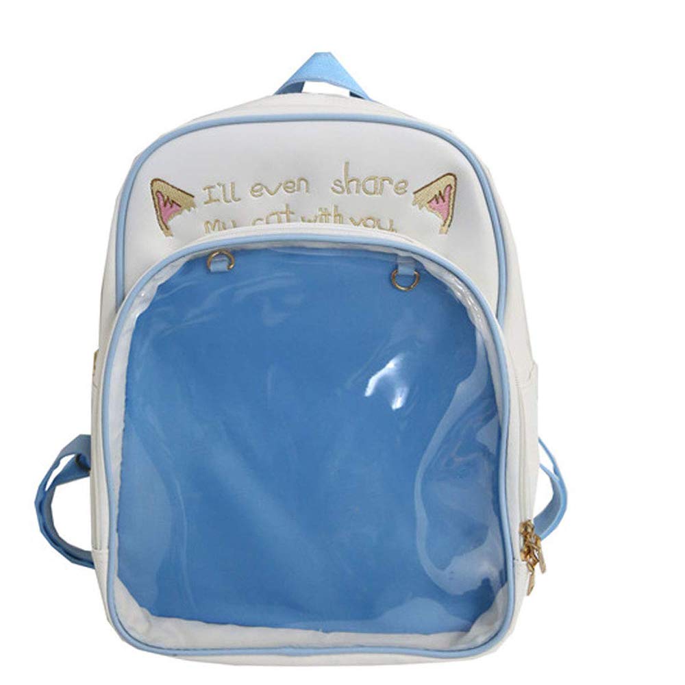 Cute Cat Ear Backpack for Women - Stylish Rucksack with Pins Display | Perfect for School, Travel, Beach & Summer Day Trips