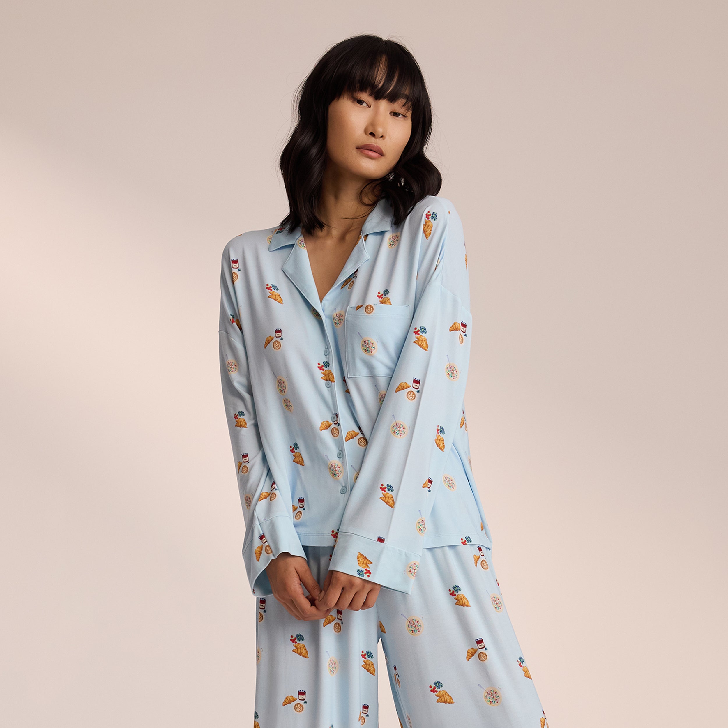 Soft & Breathable Modal Pajama Shirt for Women - Light Blue Sleepwear for Comfortable Nights | Perfect for Lounging, Sleeping & Relaxing at Home