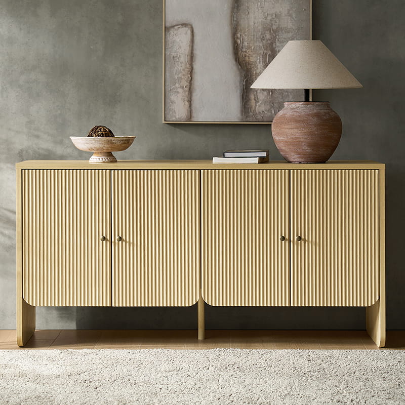 Paula Adjustable Shelf Buffet Cabinet Sideboard with Cable Management - Stylish Storage for Dining Room, Living Room & Home Office