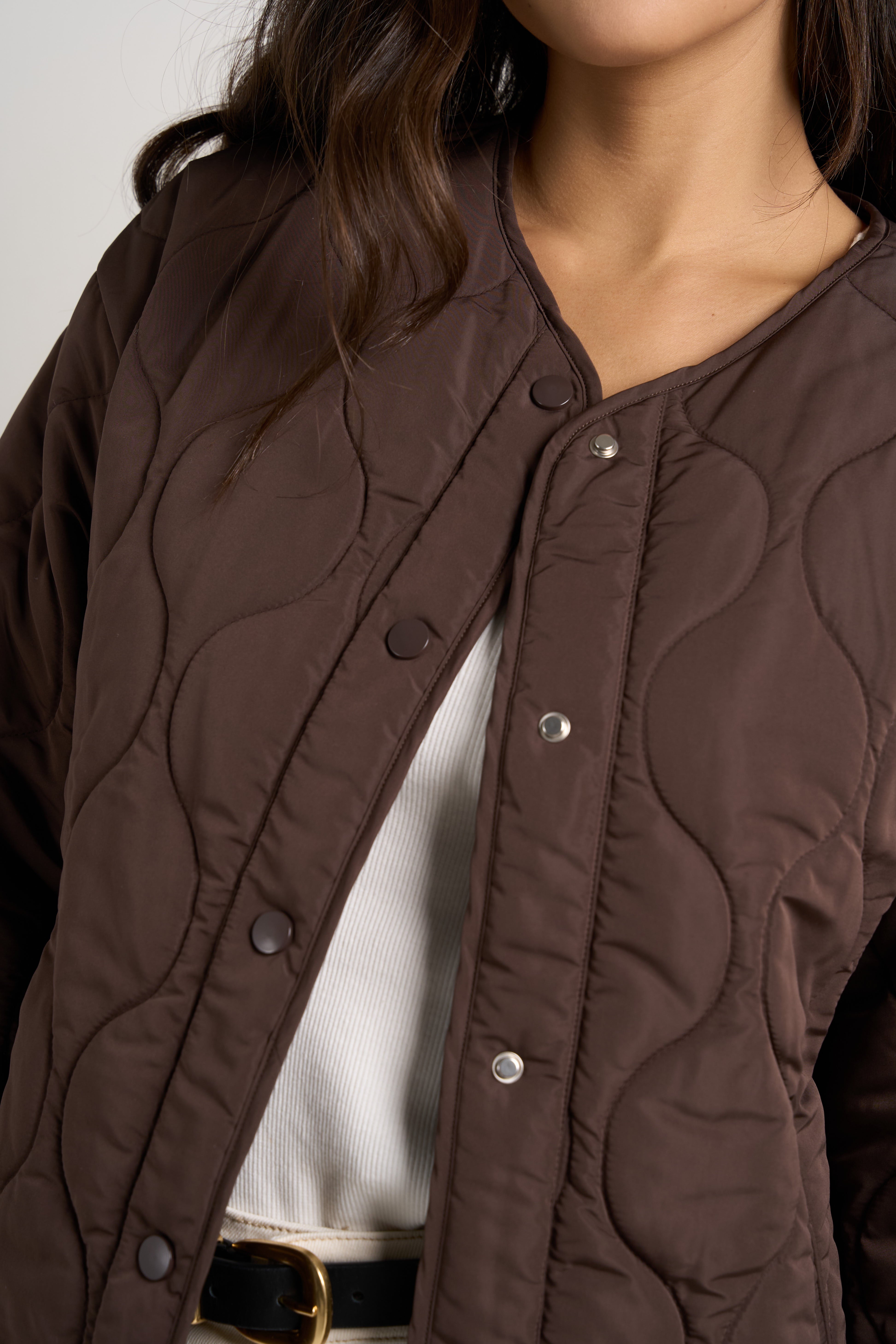 Apex Chocolate Collarless Puffer Jacket for Men - Lightweight Winter Coat with Quilted Design - Perfect for Outdoor Activities & Casual Wear