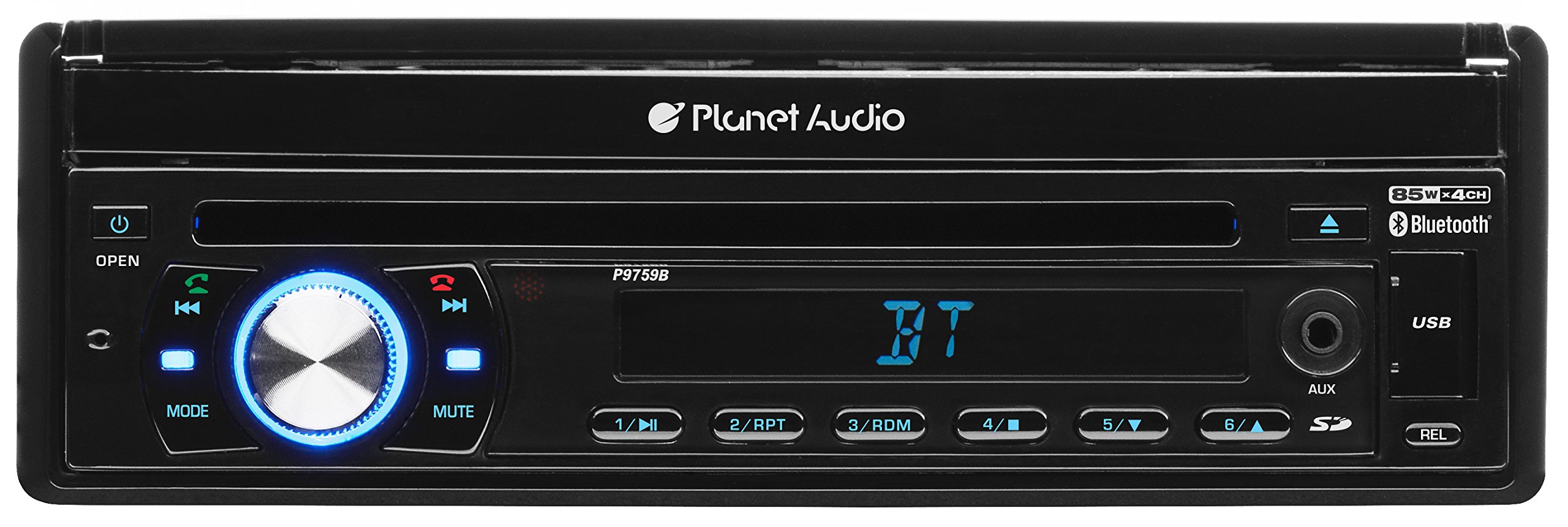 Planet Audio P9759B 7 Inch Single Din Car Stereo with Touchscreen, Bluetooth, DVD/CD/MP3/USB/SD & AM/FM Radio - Digital LCD Monitor, Detachable Front Panel & Wireless Remote - Perfect for Road Trips & Daily Commutes