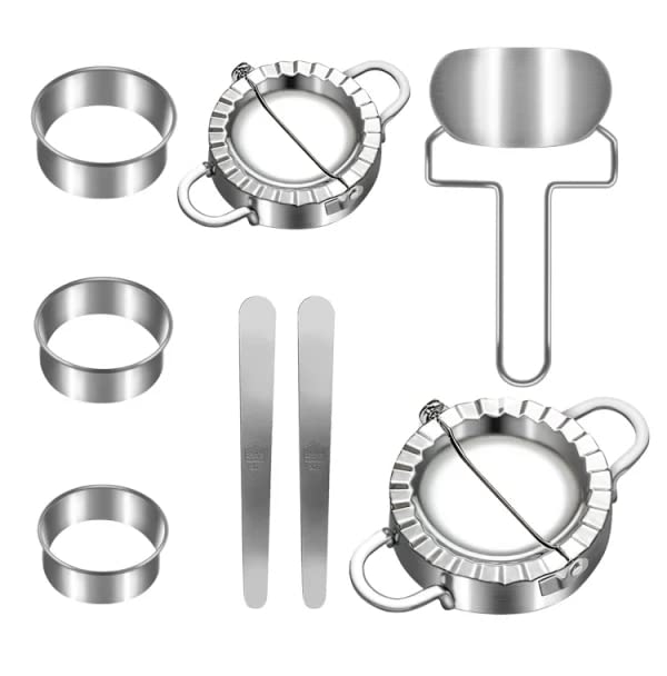 Stainless Steel Dumpling Maker Mold Set - 8-Piece Kitchen Tool for Handmade Dumplings, Ravioli, Pastry Filling | DIY Dumpling Press, Perfect for Home Cooking, Asian Cuisine & Party Food Preparation