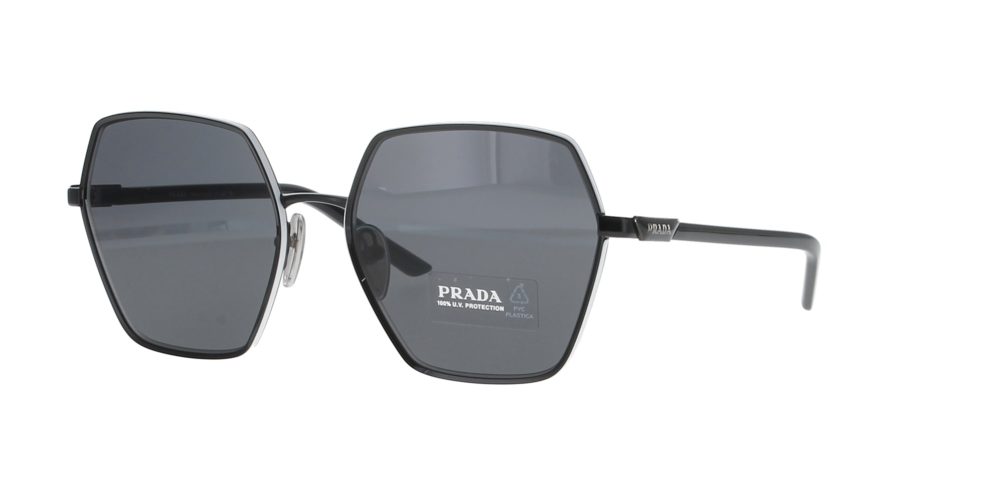 Prada Angular Sunglasses for Women & Men - Black & White Aviator Style - Perfect for Outdoor, Beach, and Fashion Events