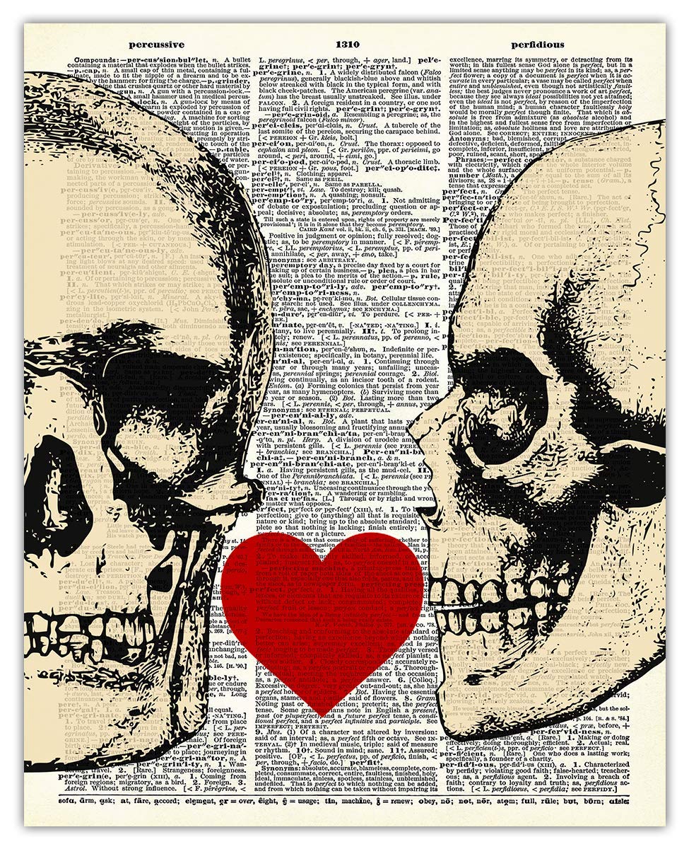 Vintage Skull Wall Art - 8x10 Unframed Halloween Decor for Goth & Wiccan Homes
