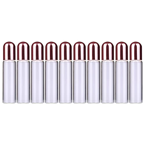 FOMIYES 10pcs 1ML Glass Roller Ball Bottles - Refillable Essential Oil Bottles for Perfume, Aromatherapy, Lip Balm & Makeup | Travel-Friendly Mini Containers (Pink) - Perfect for DIY Beauty, On-the-Go Touch Ups & Gift Packaging