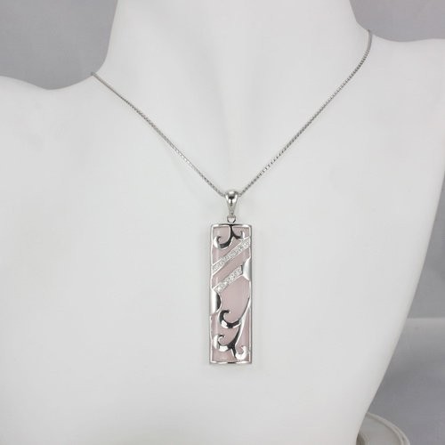 Dragon and Phoenix Silver Pendant Necklace Set with Rose Quartz & Goldstone - Elegant Jewelry Gift for Women, Perfect for Weddings, Anniversaries & Special Occasions