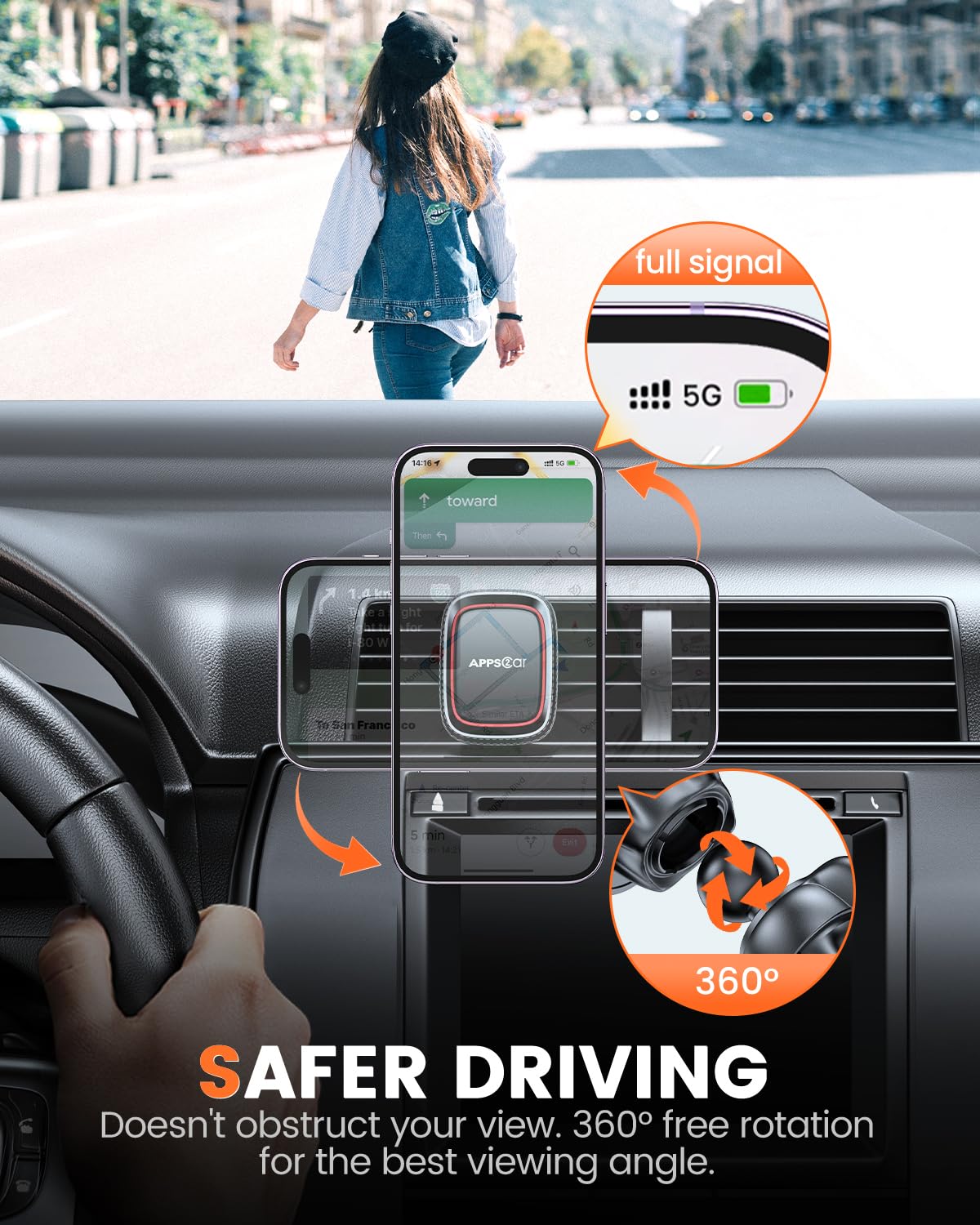 APPS2Car 2 Pack Magnetic Phone Car Mount - Strong 6 Magnet Vent Holder with Adjustable Tightening System for iPhone, Samsung & Smartphones | Perfect for Commuting, Road Trips & Hands-Free Driving