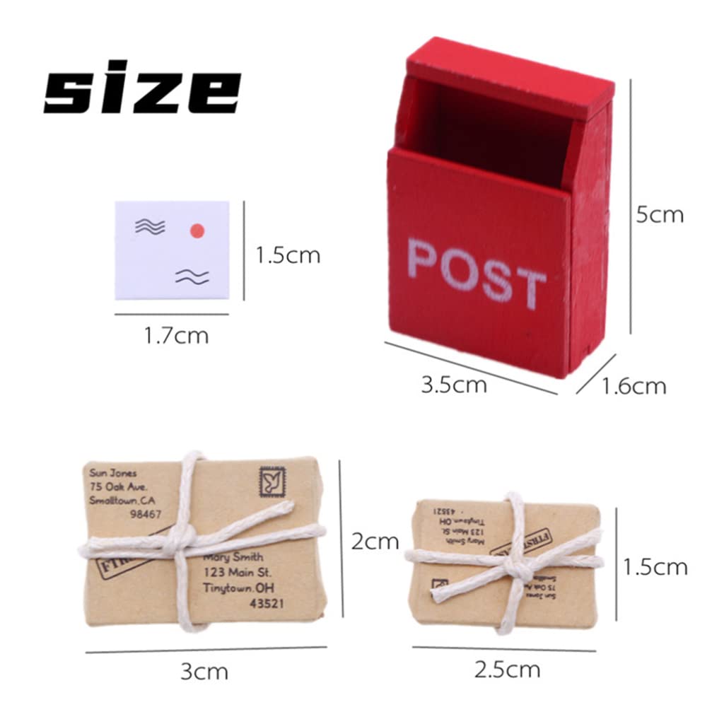 Mini Wooden Postbox & Mailbox Models - 2 Sets with Mini Envelopes | Dollhouse Letterbox Ornaments, Garden Accessories & Home Decor | Perfect for Fairy Gardens, DIY Miniature Scenes & Collectible Displays