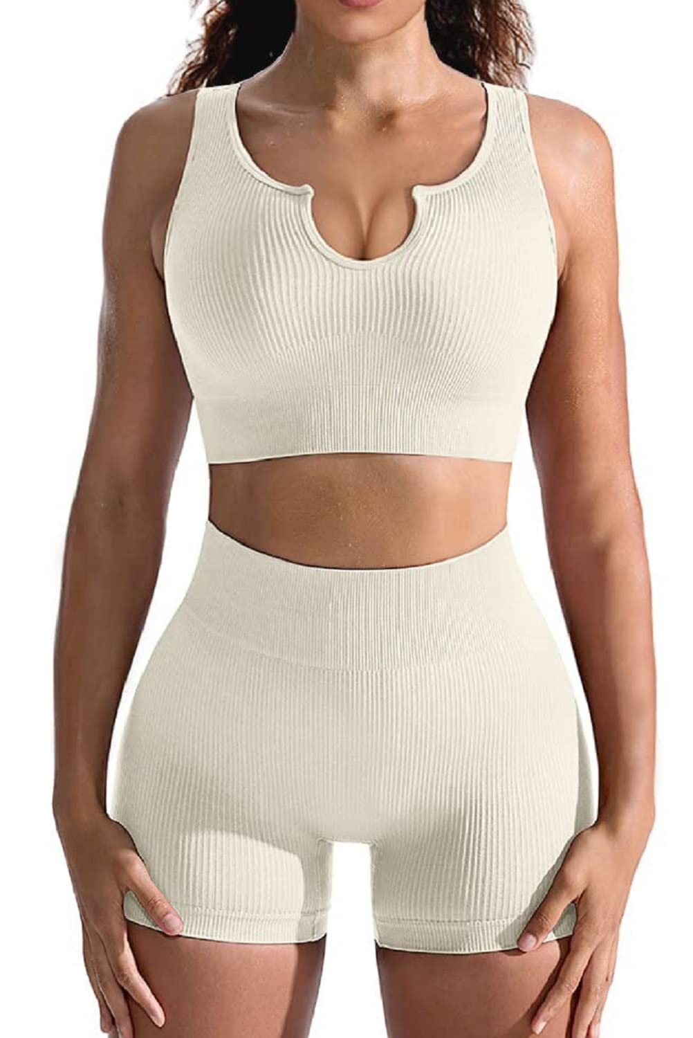 Women's 2-Piece Workout Set - Sexy Matching Yoga Crop Top & Shorts for Gym, Running & Fitness | Comfortable & Stylish Activewear for Women