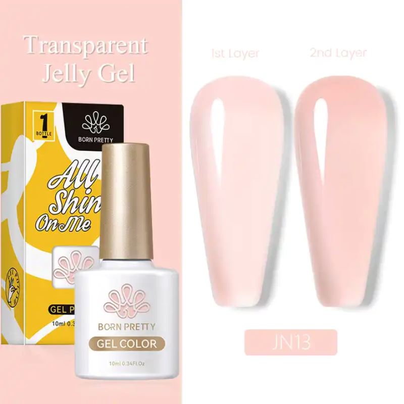 Born Pretty Jelly Nude Gel Polish - Long Lasting Soak Off UV LED Nail Polish for Salon & Home Manicure - Perfect for Weddings, Parties & Everyday Wear