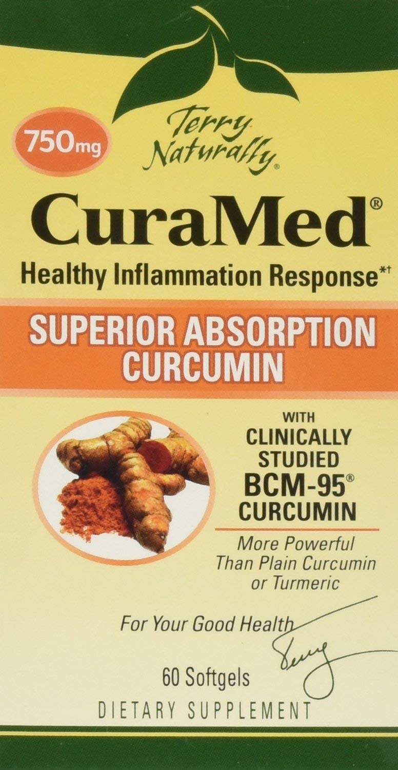 Terry Naturally CuraMed 750mg - High-Potency Curcumin Complex Supplement for Brain, Heart, Kidney & Liver Health - Antioxidant Support for Immune System - 60 Softgels (Pack of 3) - Ideal for Daily Wellness & Joint Support