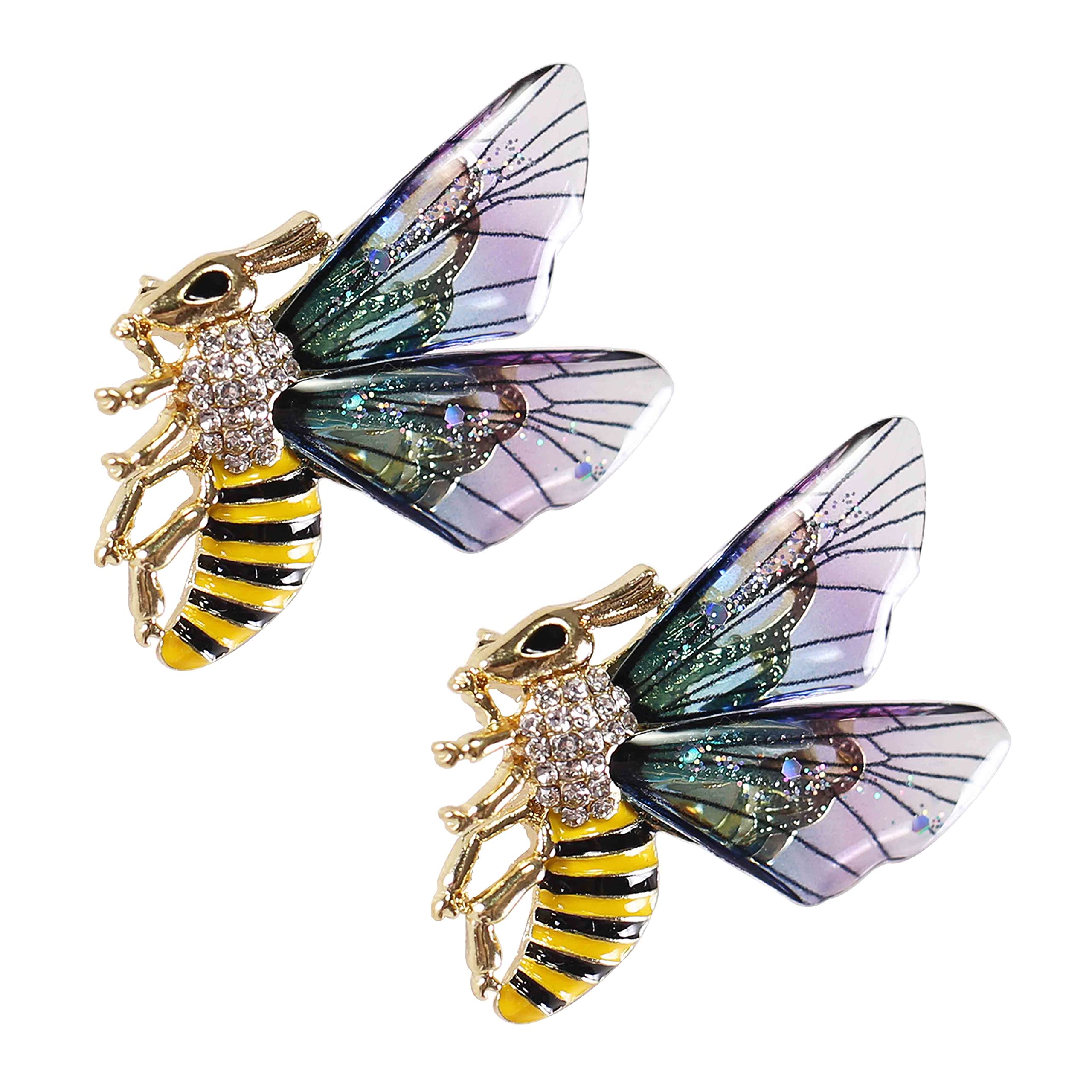 Honey Bee Brooch for Women - Gold, Silver & Colorful Mother of Pearl Insect Brooch Pin - Elegant Fashion Jewelry for Wife, Sister & Friends - Perfect for Daily Wear, Dating & Special Occasions