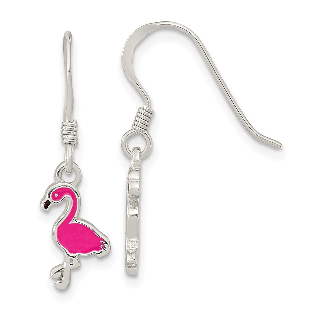 Sterling Silver Hot Pink Enamel Flamingo Dangle Earrings for Women | Trendy Fashion Jewelry Gift | Perfect for Parties, Beach Vacations & Summer Outfits
