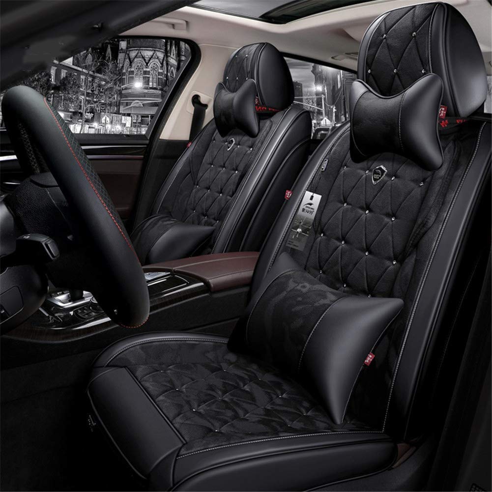 Premium Universal Leather Car Seat Covers - 4 Season Full Protection Set for Cars, SUVs & Trucks | Waterproof & Comfortable for Daily Commute, Road Trips & Winter Driving