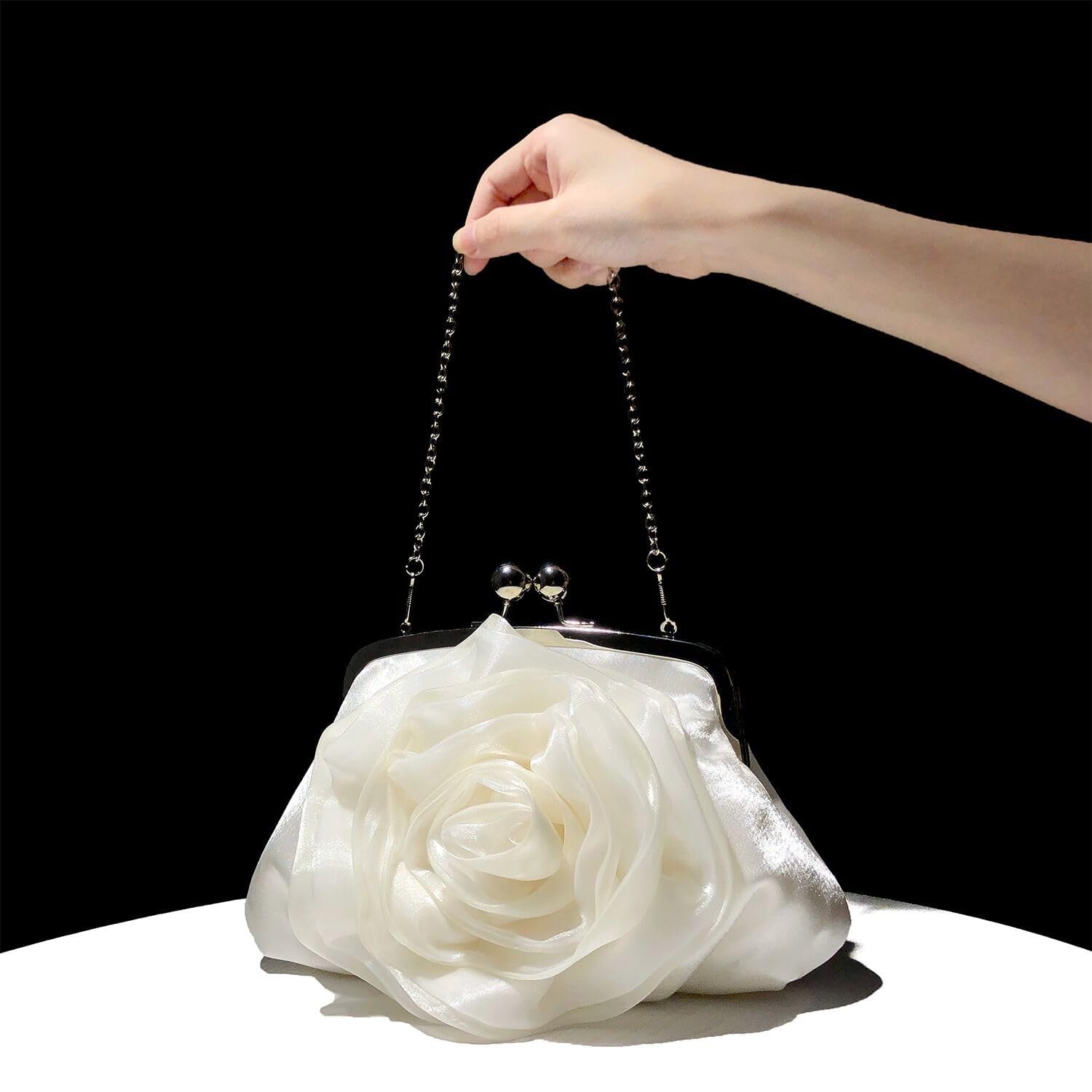 Elegant Floral Clutch Purse for Women - Detachable Chain Strap Wedding & Evening Handbag - Perfect for Parties, Proms, Date Nights & Special Occasions
