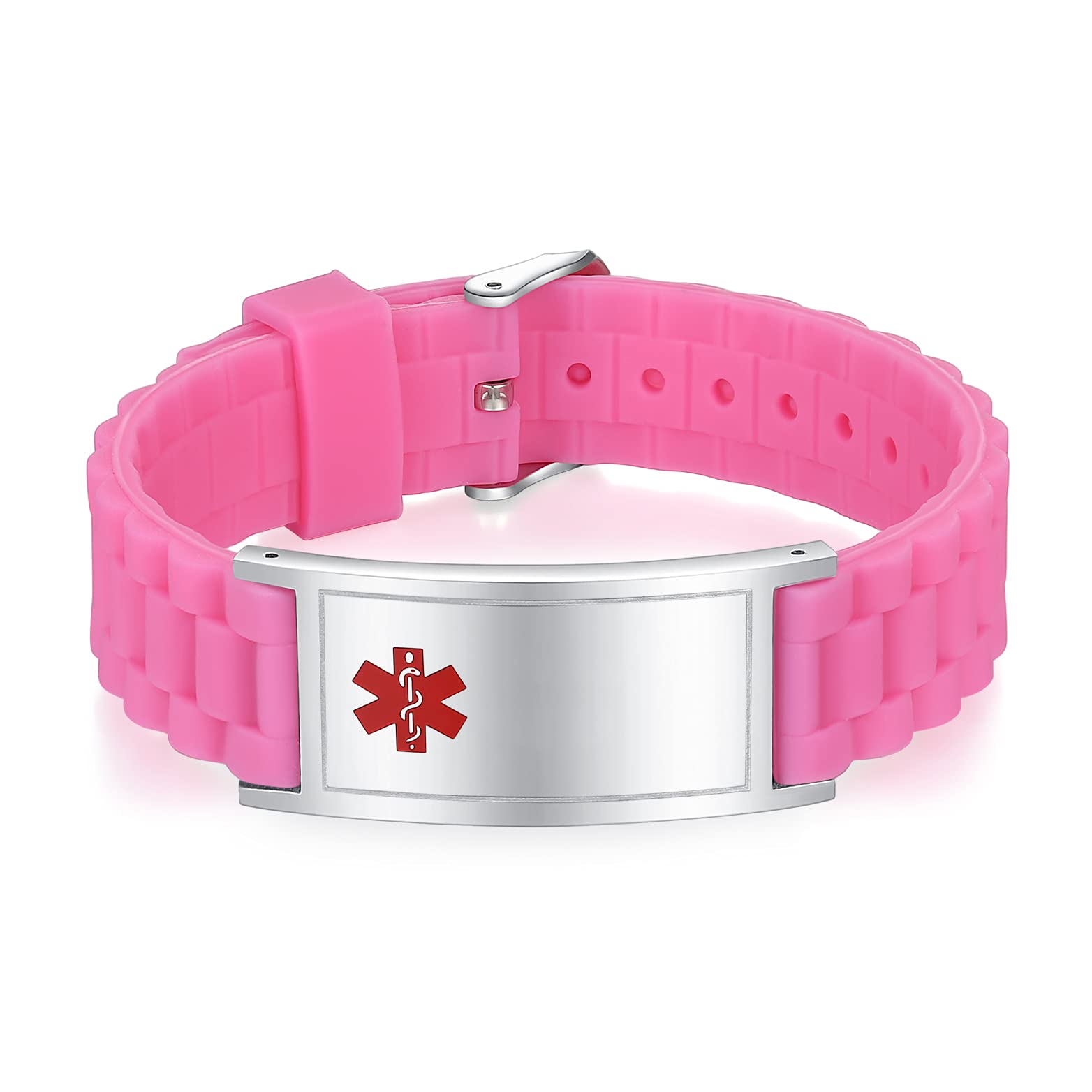 Silicone Medical Alert ID Bracelet for Men & Women - Diabetes Emergency Medical ID with Free Engraving - Waterproof & Adjustable for Running, Hiking, Travel & Daily Wear
