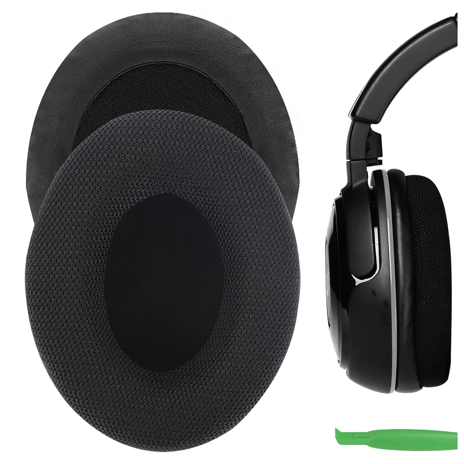 Geekria Comfort Mesh Fabric Replacement Ear Pads for Turtle Beach Ear Force XP 500/400/300 & XO Four/Three/ONE Gaming Headphones - Soft Black Ear Cushions for Enhanced Comfort - Perfect for Long Gaming Sessions & Noise Isolation