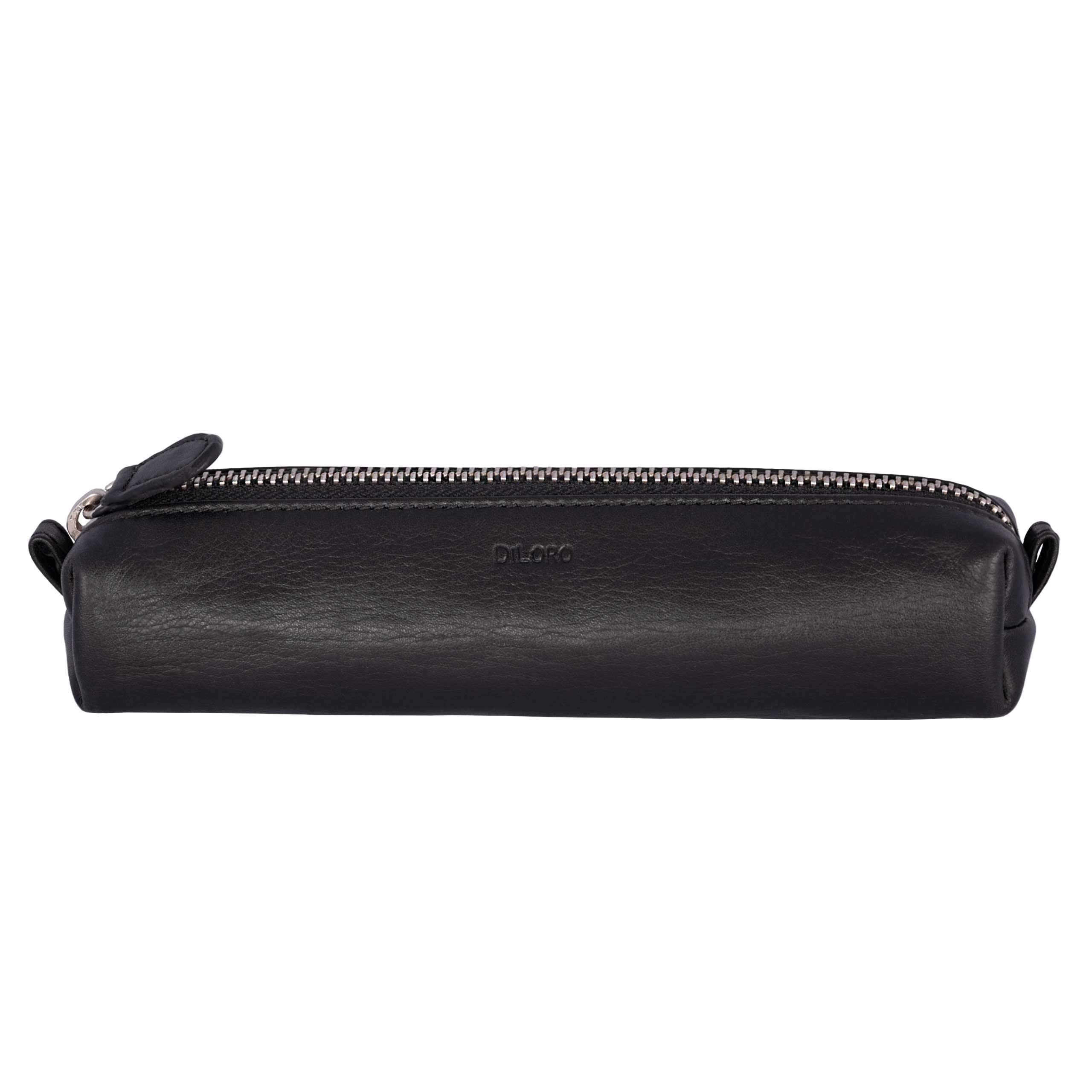 Premium Genuine Full Grain Soft Nappa Leather Pen Case Holder - Zippered Pouch for Fountain, Ballpoint, Rollerball Pens & Pencils (Black) - Perfect for Office, School, Travel & Gift Giving