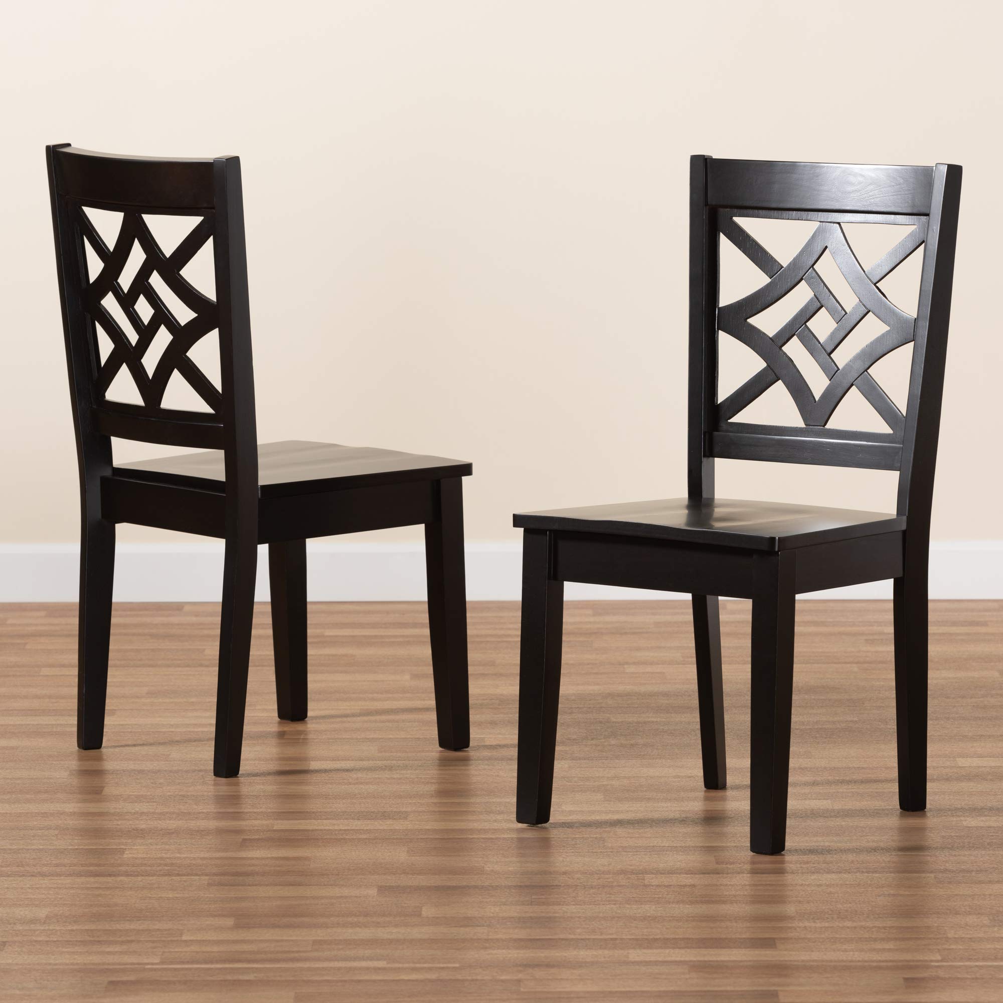 Baxton Studio Nicolette 2-Piece Dark Brown Wood Dining Chair Set - Perfect for Kitchen, Dining Room & Breakfast Nook