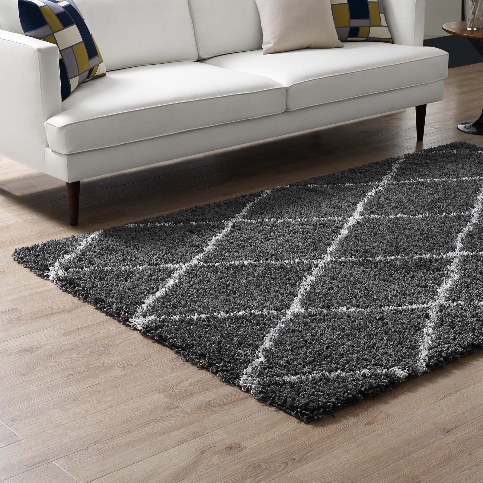 Modern Contemporary Living Room Area Rug - Soft Fabric Carpet Runner in Multi Dark Grey - Perfect for Lounge, Bedroom & Home Decor