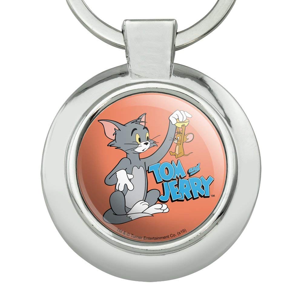 Tom and Jerry Best Friends Keychain - Round Chrome Plated Metal Key Ring for Keys, Gifts & Collectibles | Perfect for Fans, Friendship Gifts, and Keychain Collections