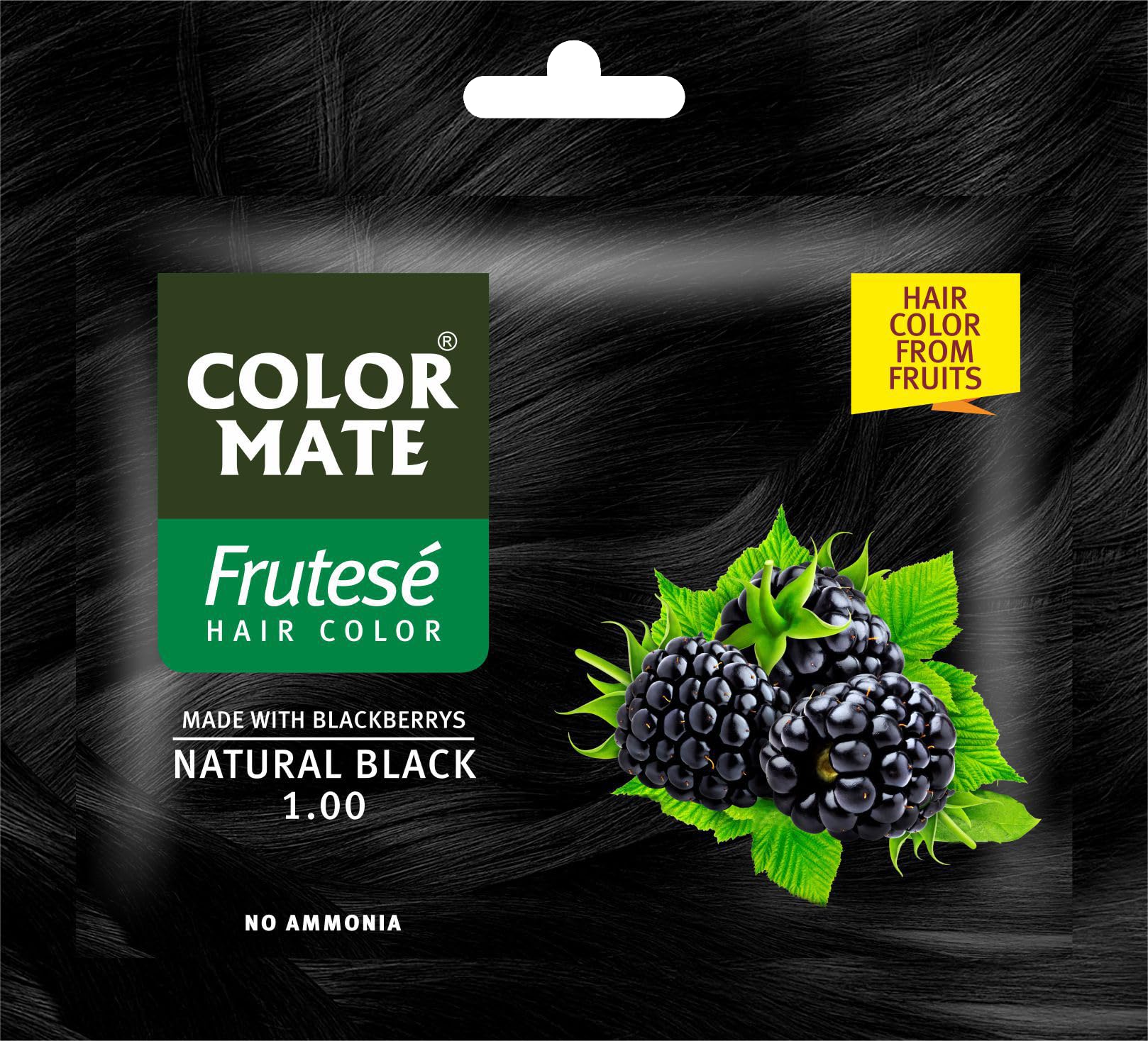 COLOR MATE FRUTESE Natural Blackberry Hair Dye - Ammonia-Free Fruit-Based Hair Color (Pack of 6) | For Vibrant, Chemical-Free Color at Home or Salon