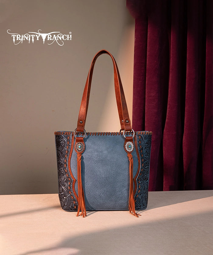 Trinity Ranch Floral Tooled Concealed Carry Tote Bag Set - Stylish Leather Purse with Hidden Gun Compartment for Women | Perfect for Everyday Carry, Travel & Outdoor Adventures